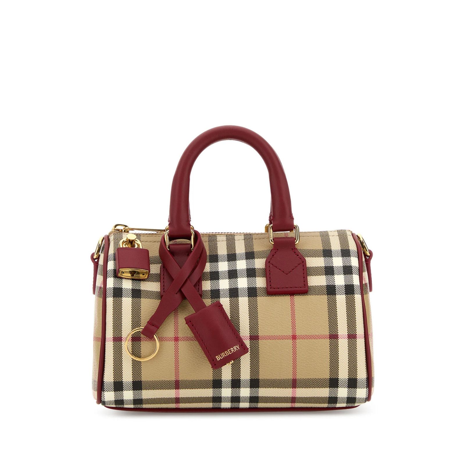 Burberry BURBERRY Bowling Mini Archive beige/ruby red Top Handle Bag Size ONE SIZE - 1 Thumbnail
