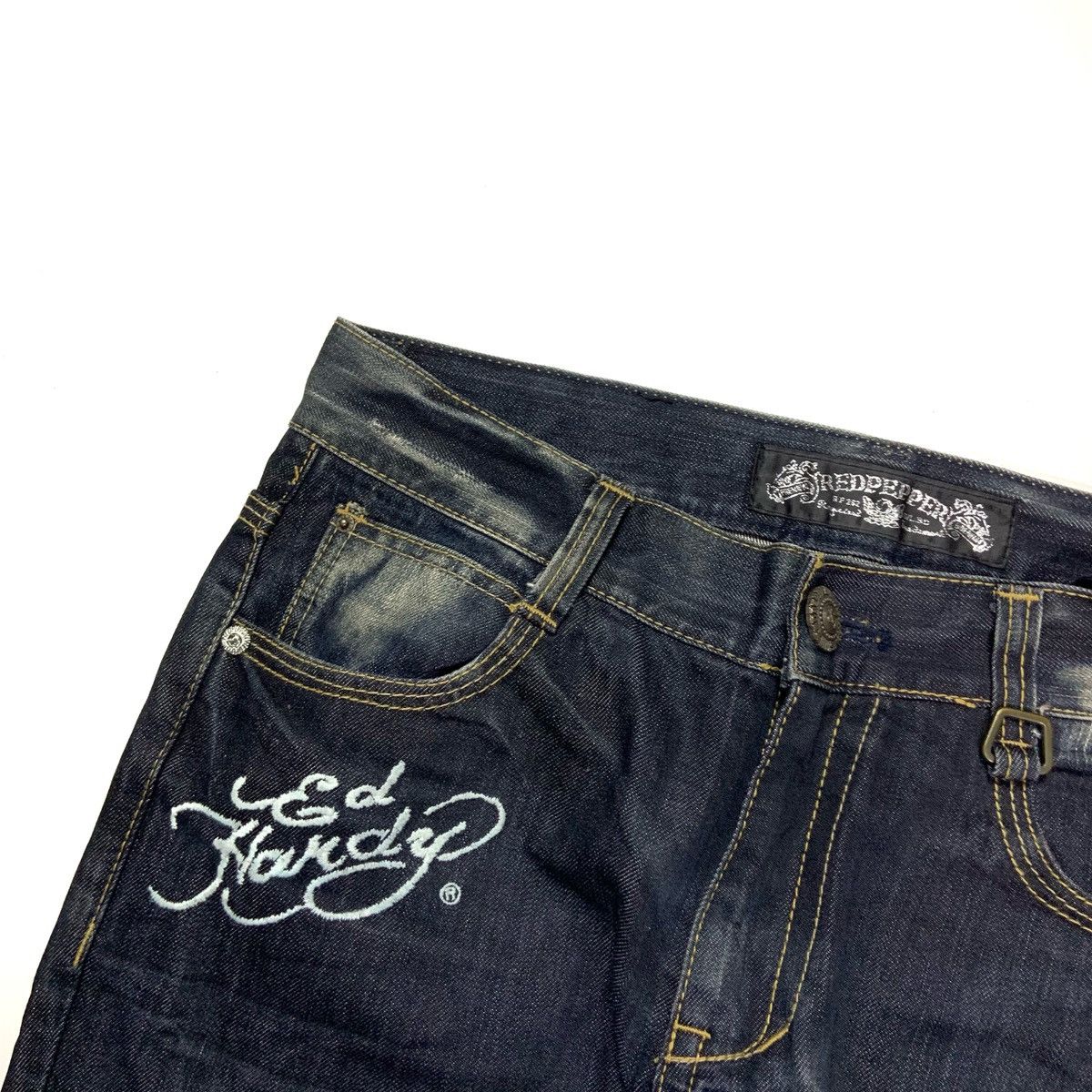 Ed Hardy × Japanese Brand × Vintage Vintage Ed Hardy X Redpapper Big Logo Distressed Jeans Size US 34 / EU 50 - 3 Thumbnail