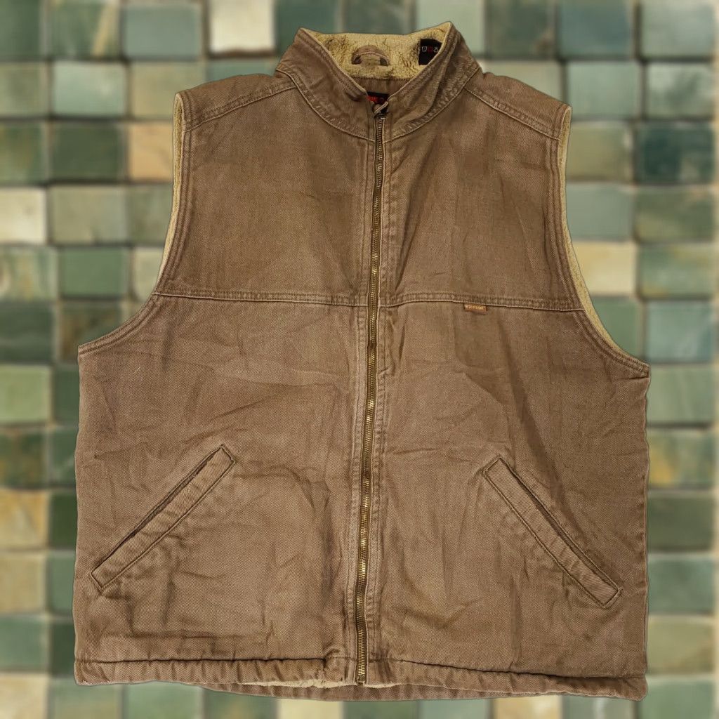 Vintage Wolverine Vest Jacket Lined Fleece Cotton Full Zip Brown Mens L Size US L / EU 52-54 / 3 - 1 Thumbnail