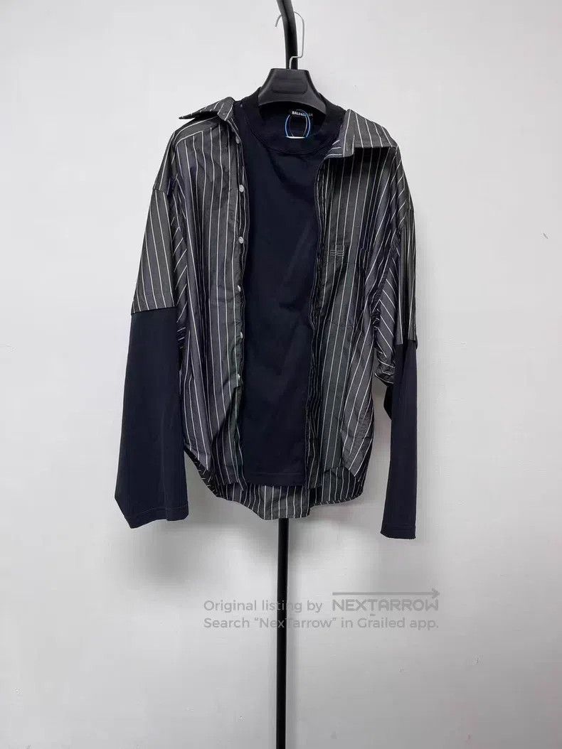 Balenciaga Balenciaga Striped Fake Two-Piece Button-Down Long Sleeve Size US S / EU 44-46 / 1 - 1 Thumbnail