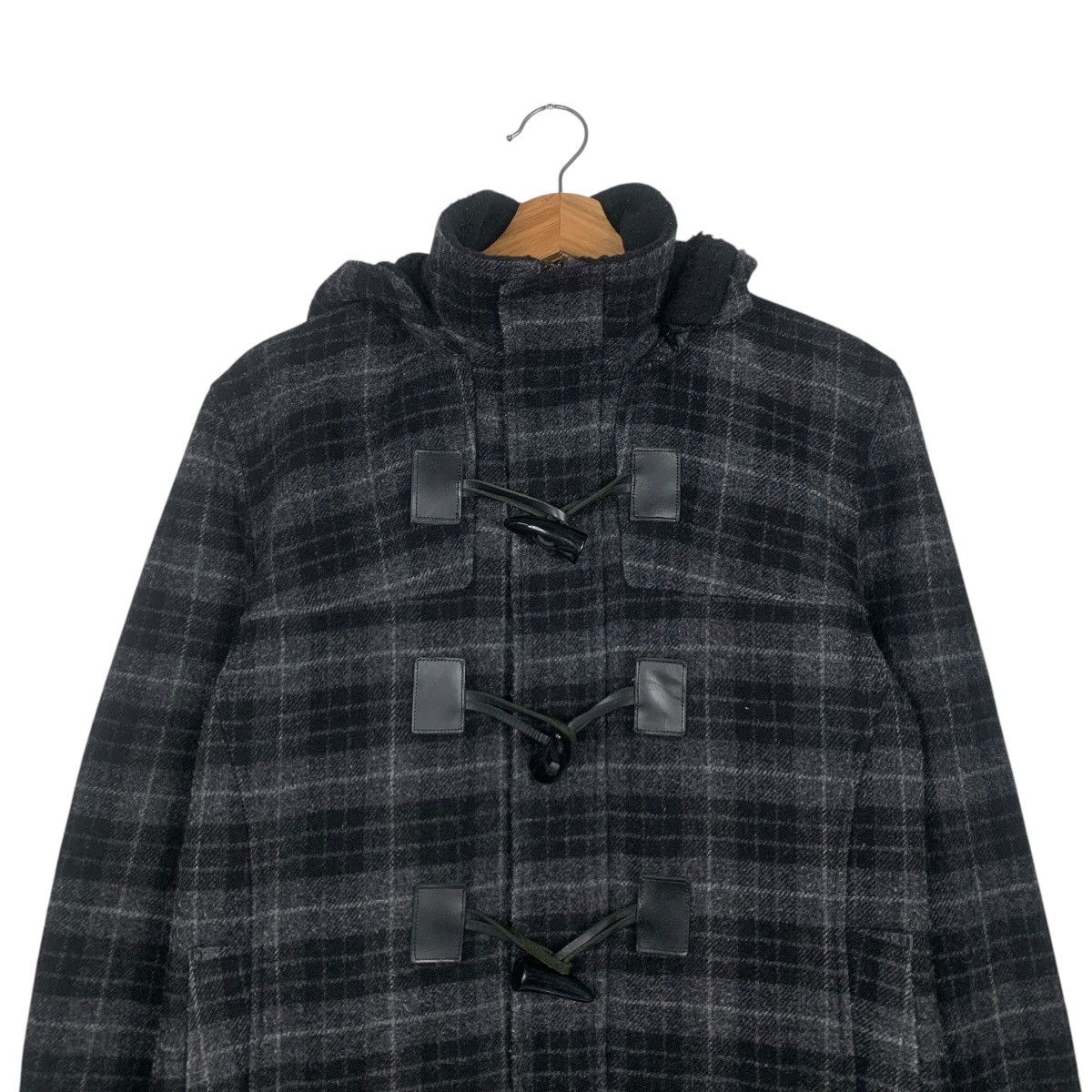Katharine Hamnett London HAMNETT Coat Checked Wool Duffle Coat #1796-C15 Size US M / EU 48-50 / 2 - 2 Thumbnail