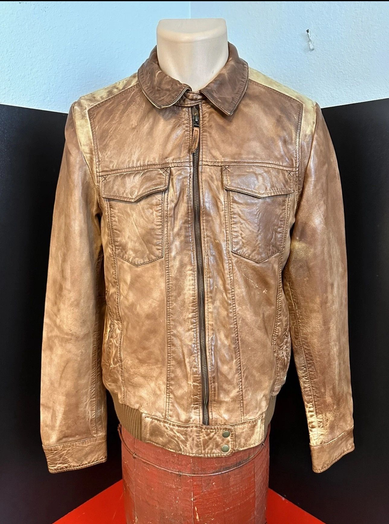 Lee LEE Re-print Distressed, Brown, Leather Bomber Jacket Lg Size US L / EU 52-54 / 3 - 1 Thumbnail
