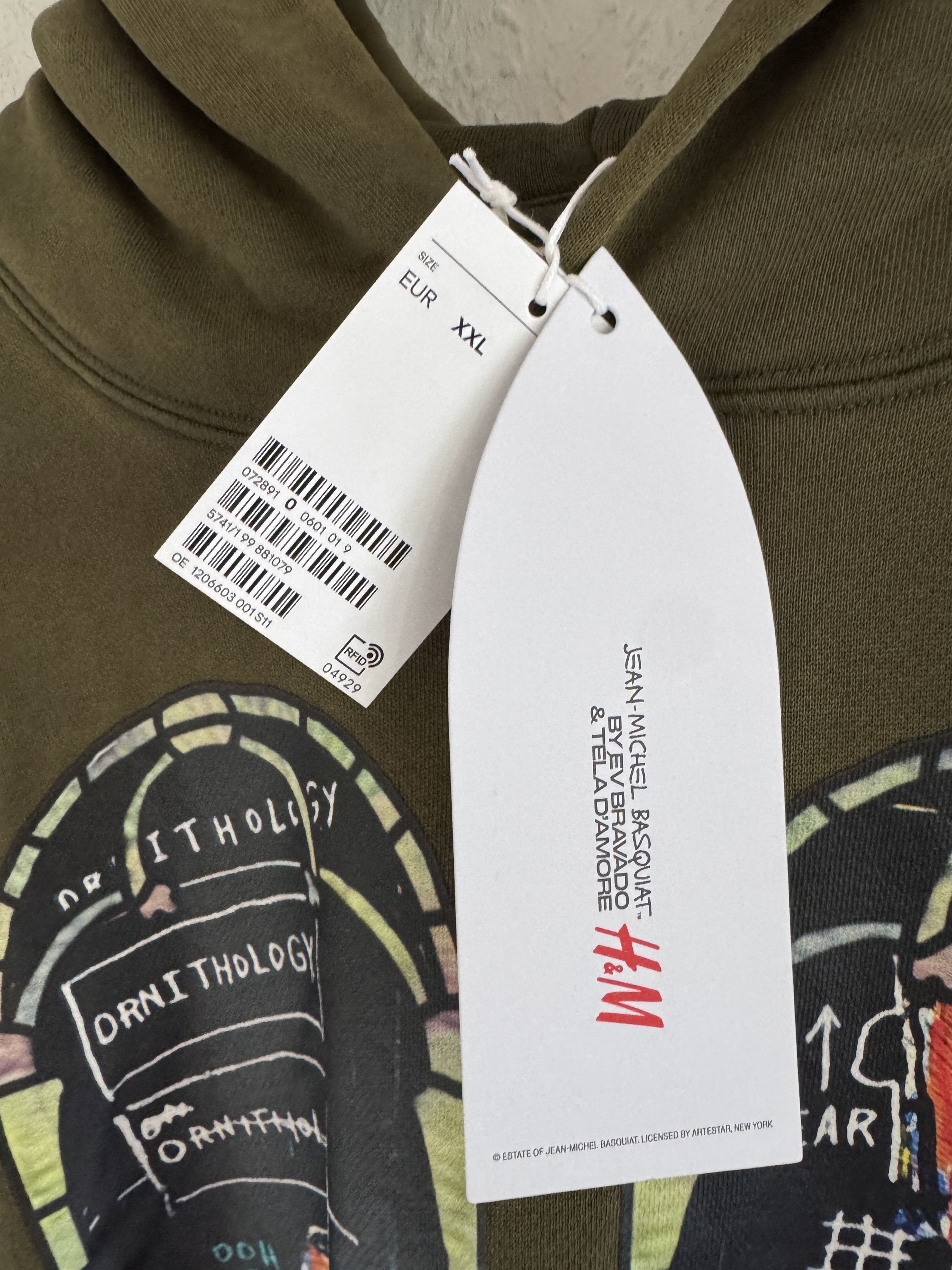 H&M × Jean-Michel Basquiat × Who Decides War Olive Graphic Hooded Sweatshirt Size US XXL / EU 58 / 5 - 4 Thumbnail