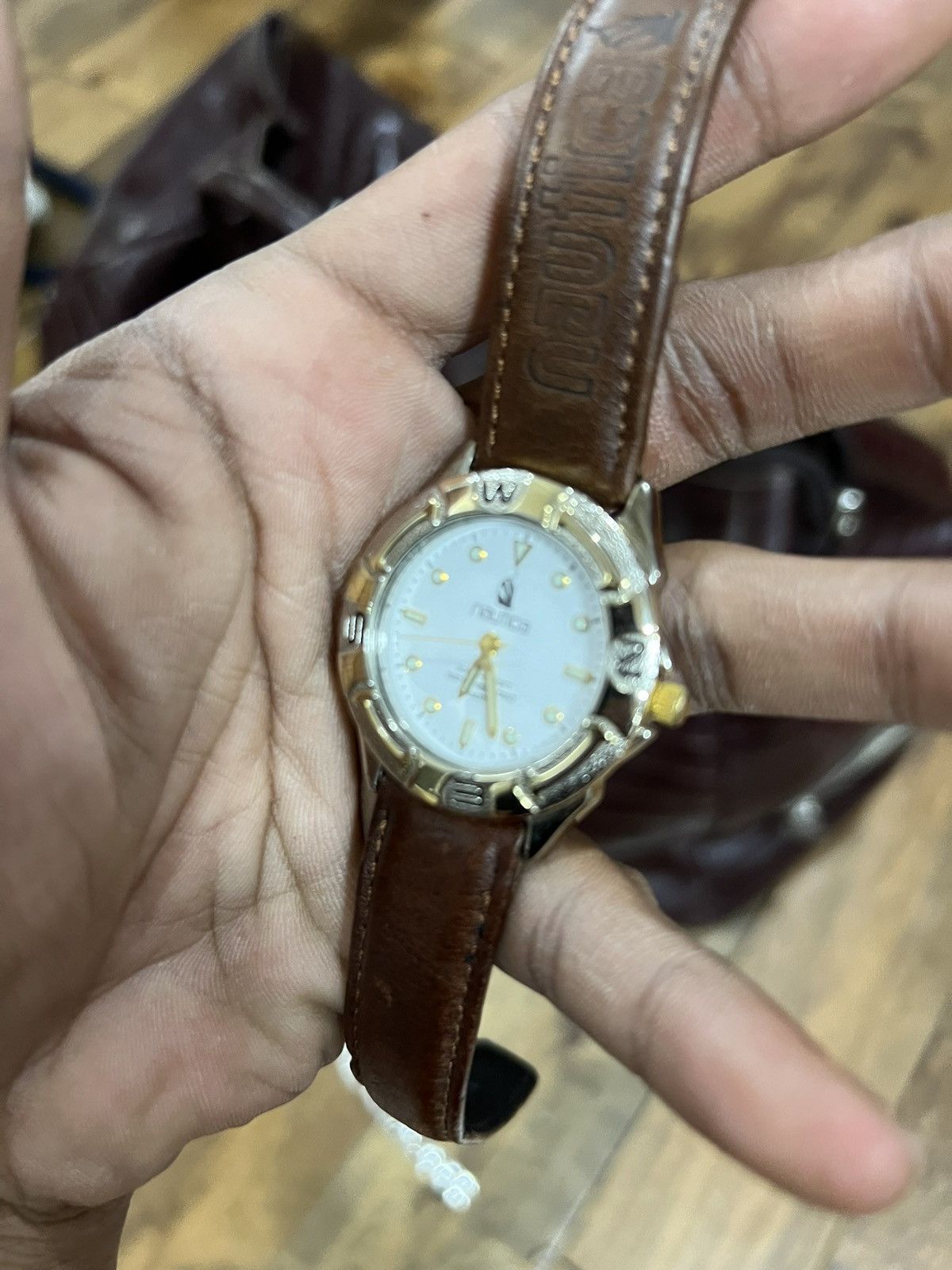 Nautica Nautica 383 WR1000FT Brown Leather Sport Mens watch Size ONE SIZE - 9 Thumbnail