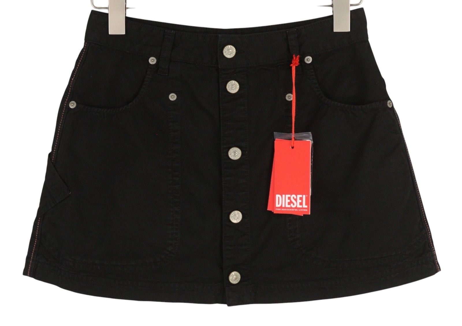 Diesel O-BEIGE W29 Black Twill Button Fly Mini Skirt 41318 Size 29" - 1 Thumbnail