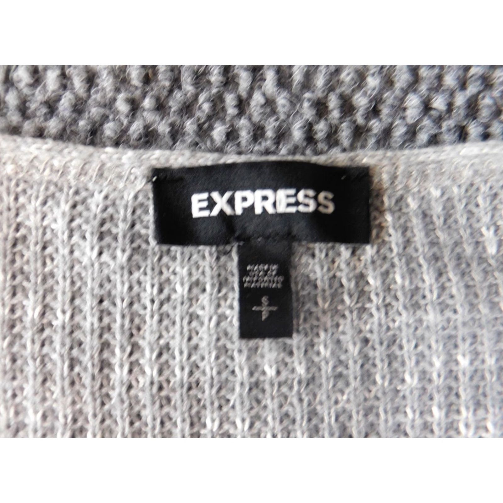 Express Express Sweater Shirt Womens Small Gray Pullover Knit Scoop Neck Casual Regular Stretch Embroidered Wool Nylon Rayon Size S / US 4 / IT 40 - 4 Thumbnail