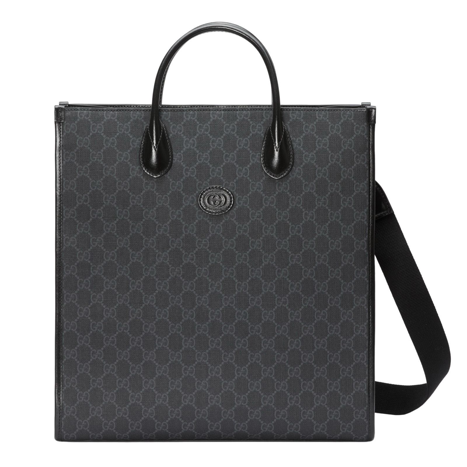 Gucci GUCCI Interlocking G Black GG Canvas Medium Tote Bag New & A Size ONE SIZE - 1 Thumbnail
