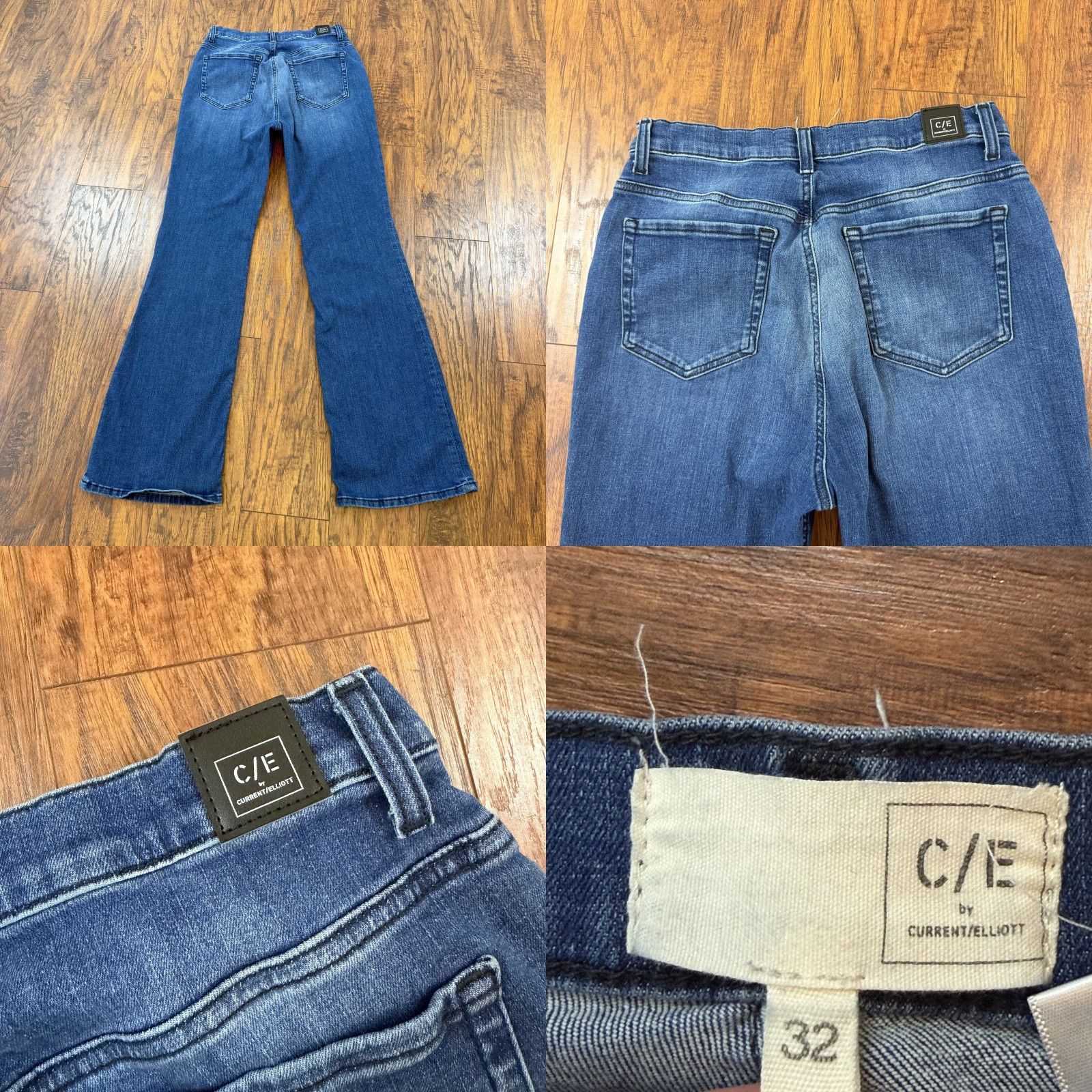 Vintage Current/Elliott Jeans Women Flared High Rise Dark Wash Denim 32 29x33 Stretch N/A Size 24" / US 00 / IT 34 - 8 Thumbnail