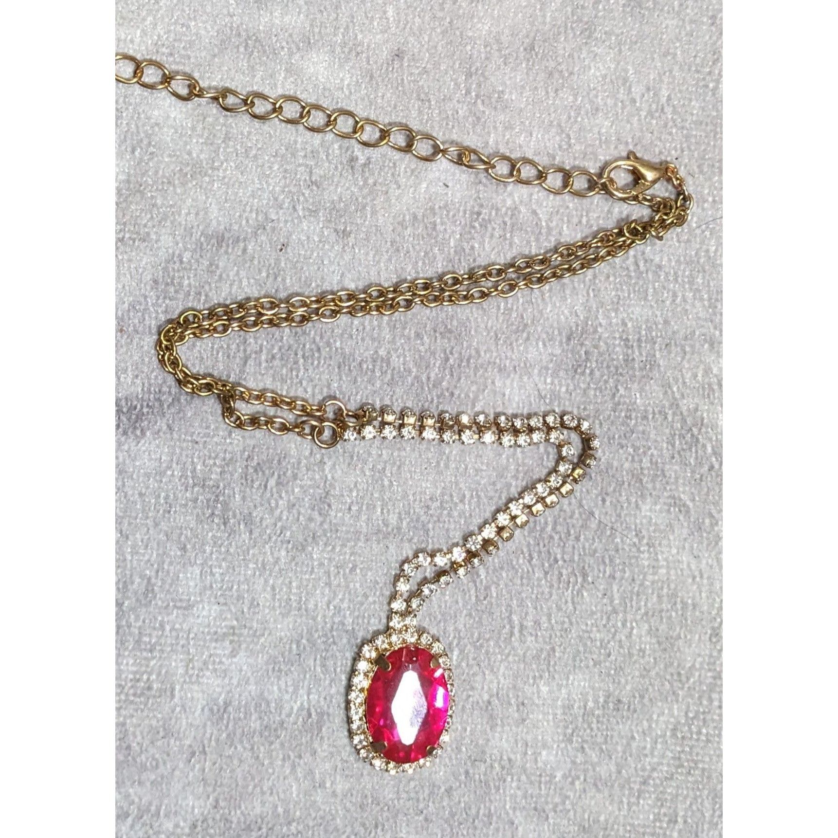 Other Fantasy Glam Pink Gemmed Pendant Necklace With Rhinestone Ac Size ONE SIZE - 4 Thumbnail