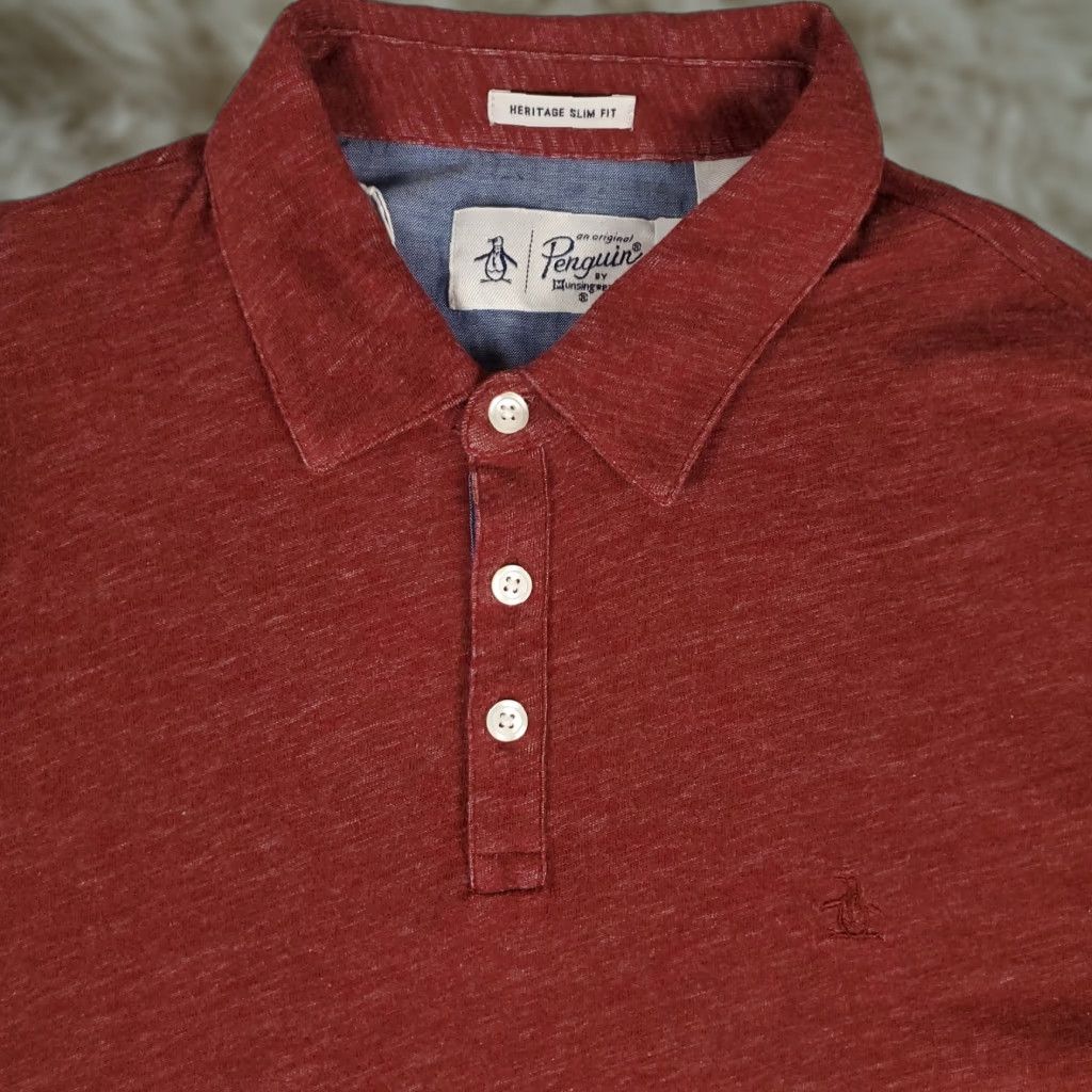 Vintage VINTAGE Penguin Polo Shirt Men's Size Medium Red Short Sleeve Casual Business Activewear Slim Fit Size US M / EU 48-50 / 2 - 1 Thumbnail