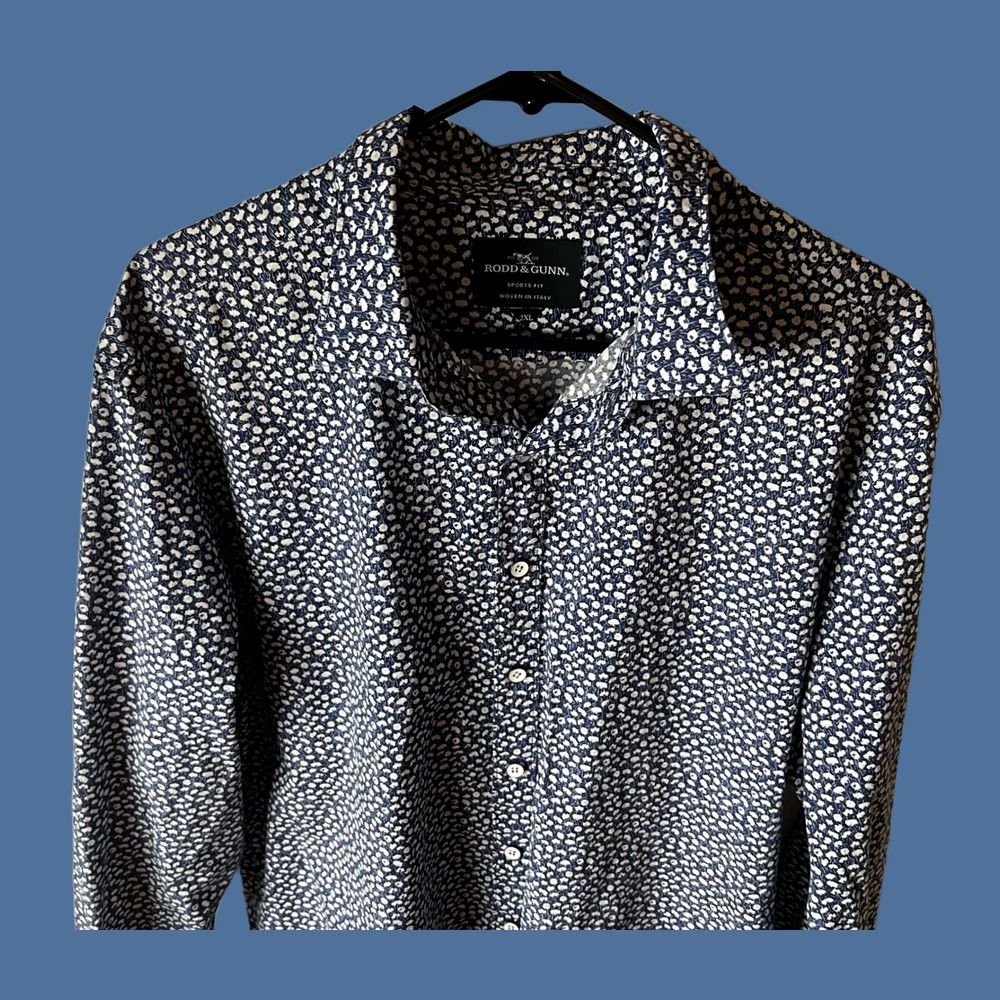 Rodd & Gunn Rodd Gunn Shirt Mens 2XL Blue Floral Cotton Button-Down Collar Sports Fit Shirt Size US XXL / EU 58 / 5 - 1 Thumbnail