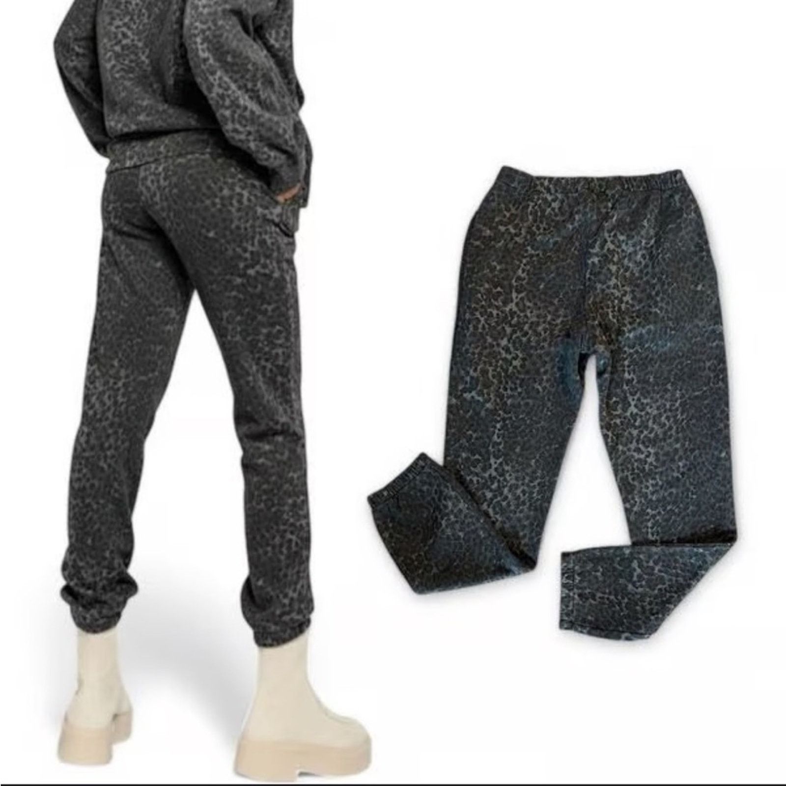 Other NWT Ragdoll LA $129 Anthracite Leopard Print Joggers Size Sm Size 27" / US 4 / IT 40 - 3 Thumbnail