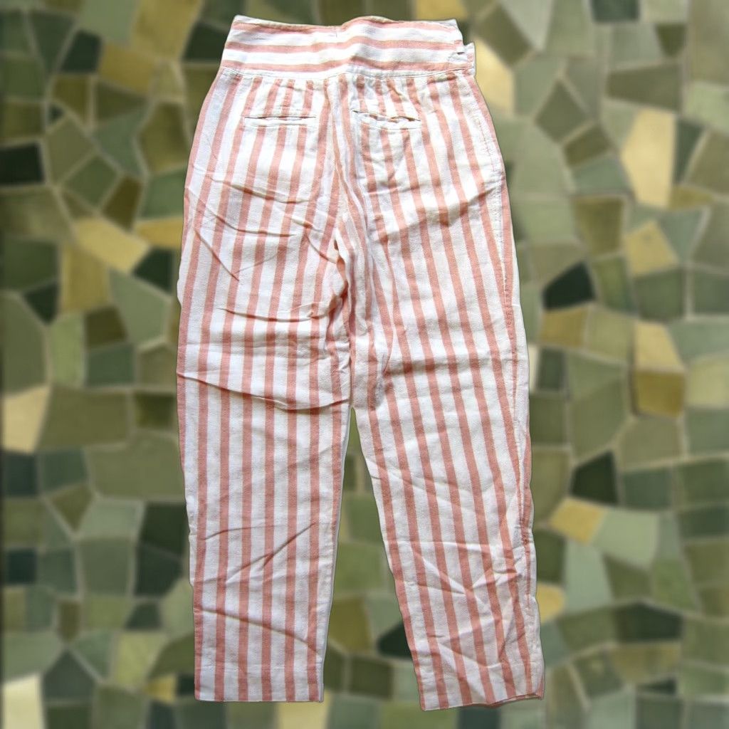 Anthropologie By Anthropologie White Pink Stripe Linen High Rise Pocket Chino Pant Women 2 Size 26" / US 2 / IT 38 - 1 Thumbnail