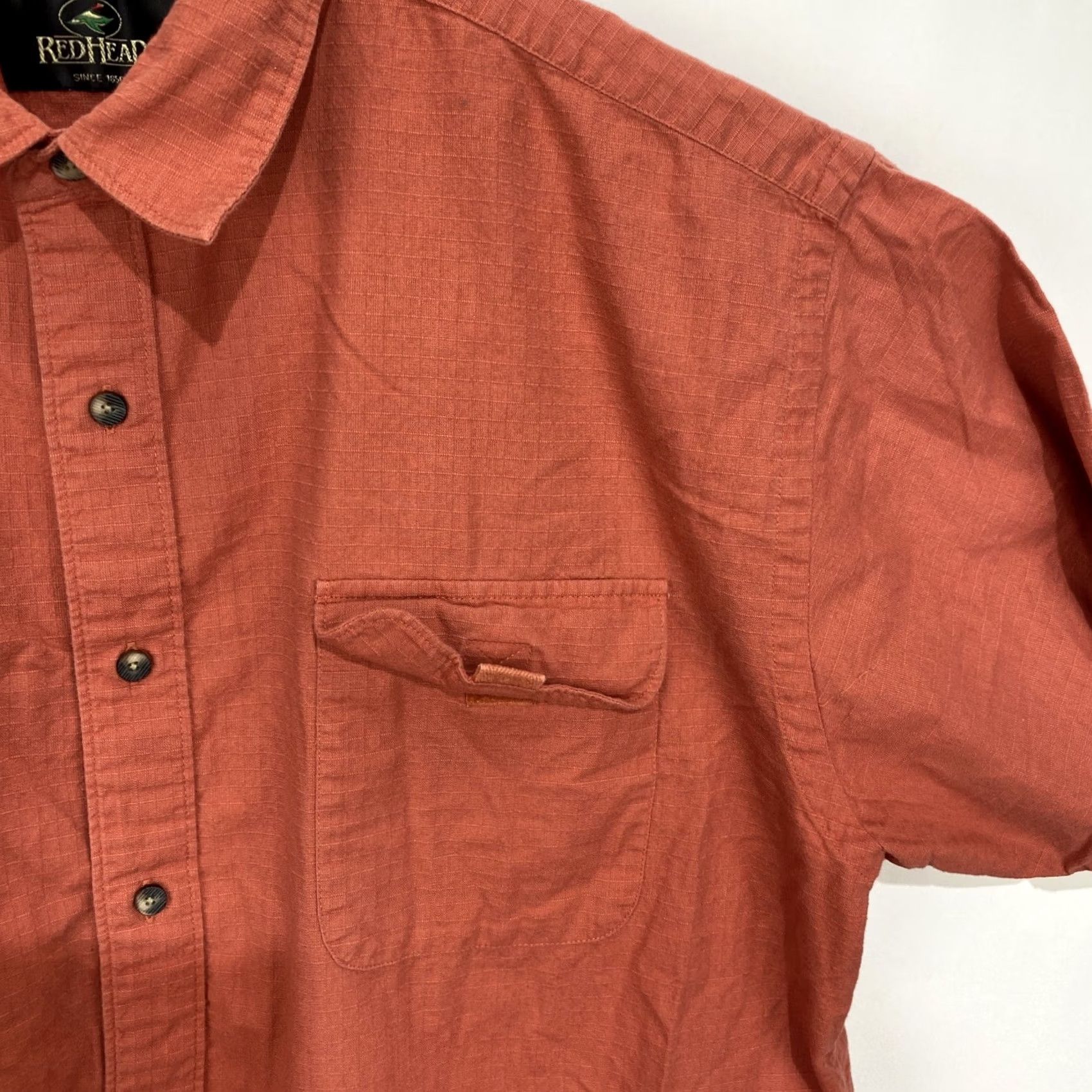 Vintage RedHead Turkey Gobbler Design Short Sleeve Casual Shirt XL Button-Down Cotton Mens Pink Turkey Graphic Holiday Size US XL / EU 56 / 4 - 5 Thumbnail