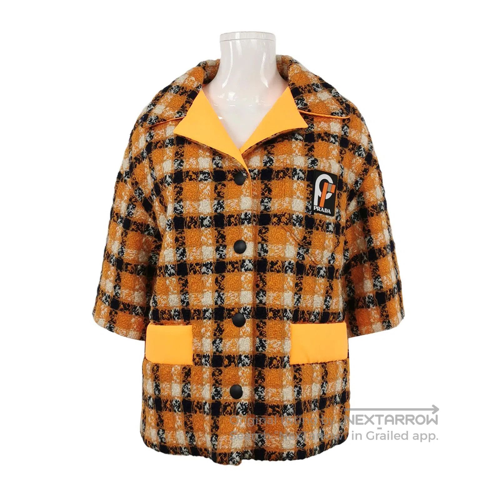Prada Wool Colorblock Logo Cotton Jacket .