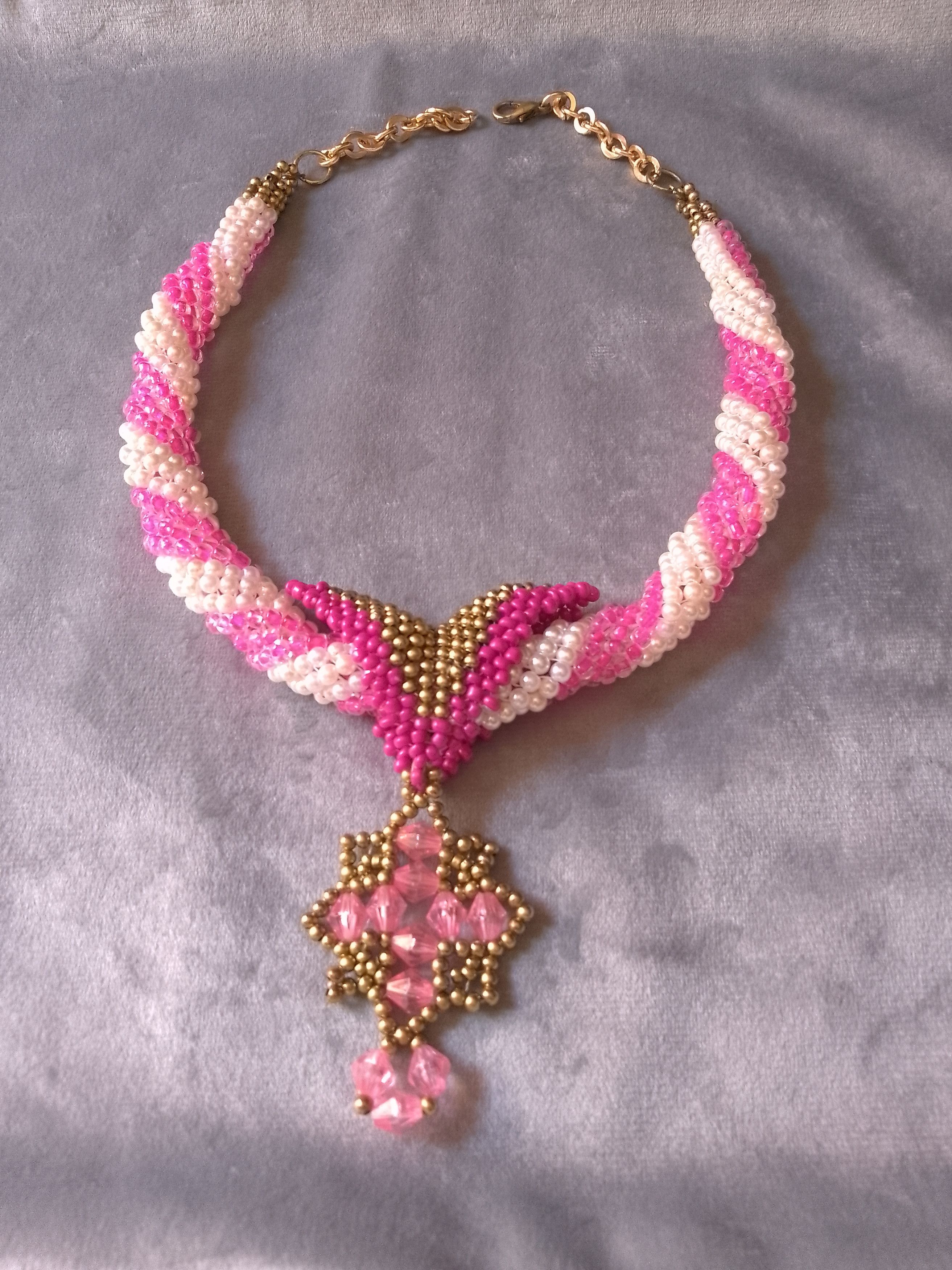 Handmade Necklace Vintage style Pearls Tubular medieval Cross Pendant Size ONE SIZE - 4 Thumbnail