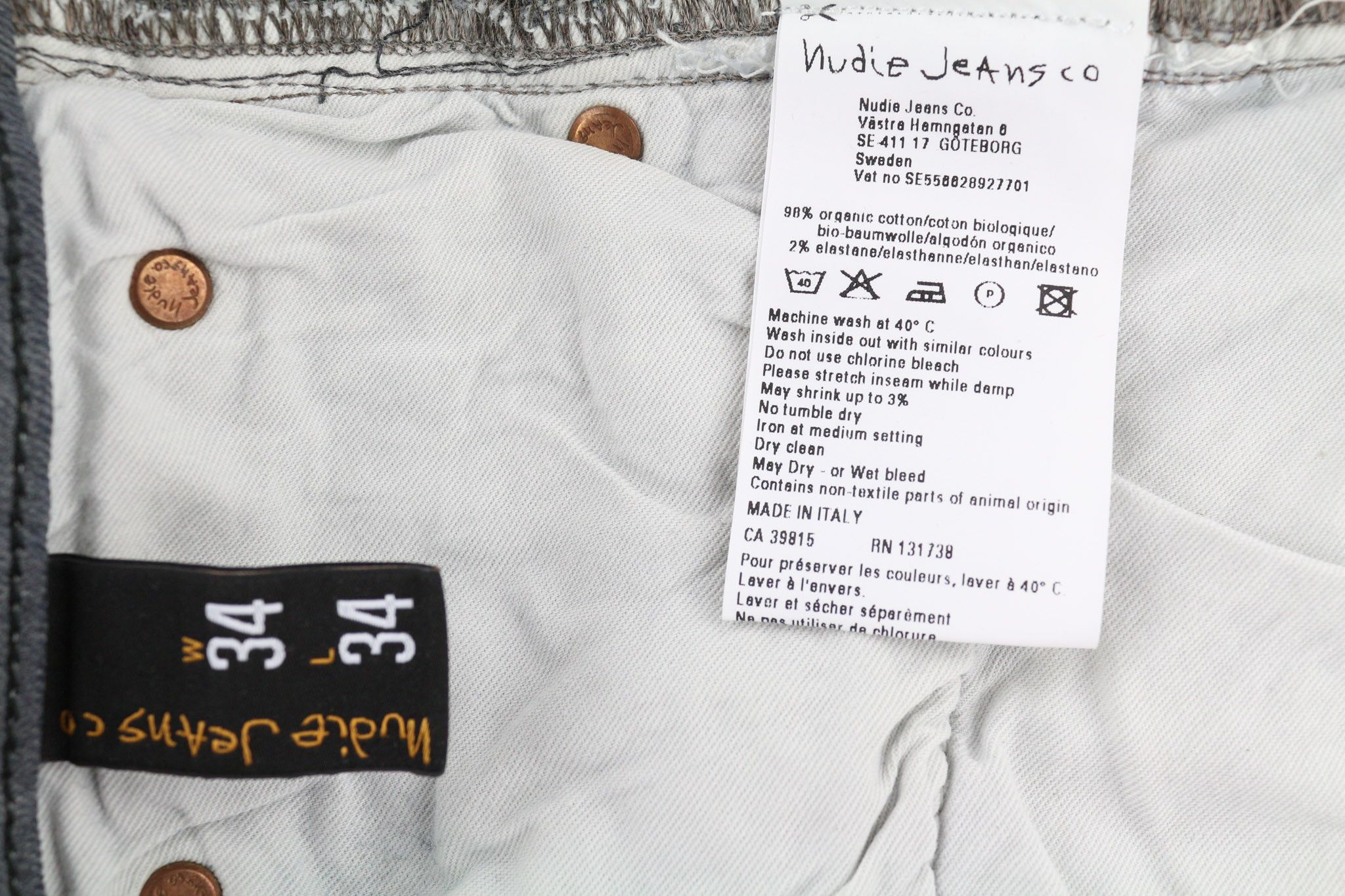 Nudie Jeans TIGHT LONG JOHN W34/L34 Slim Charcoal Jeans 80694 Size US 34 / EU 50 - 6 Thumbnail