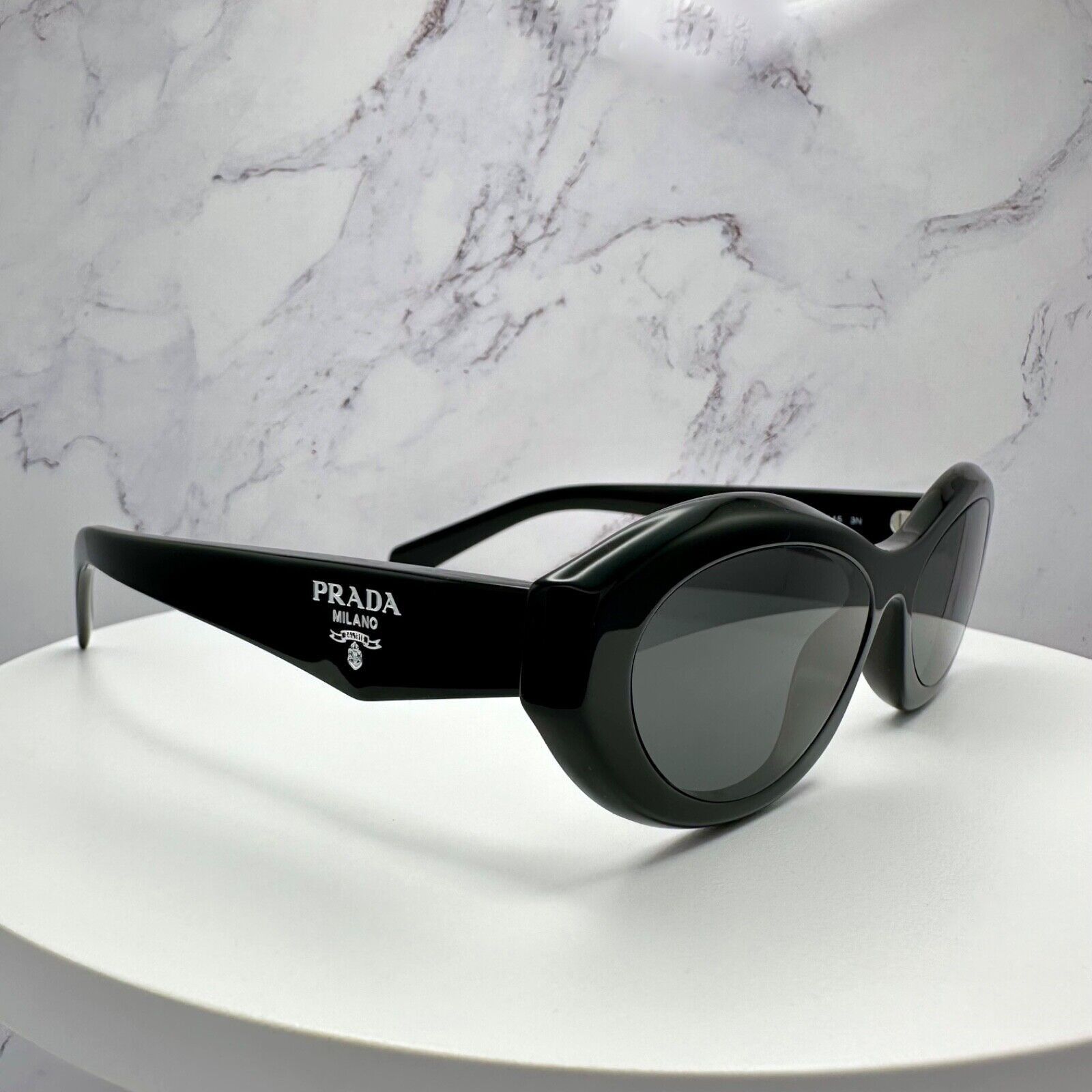 Prada New Prada Sunglasses Black Acetate Symbole Logo Slim Size ONE SIZE - 4 Thumbnail