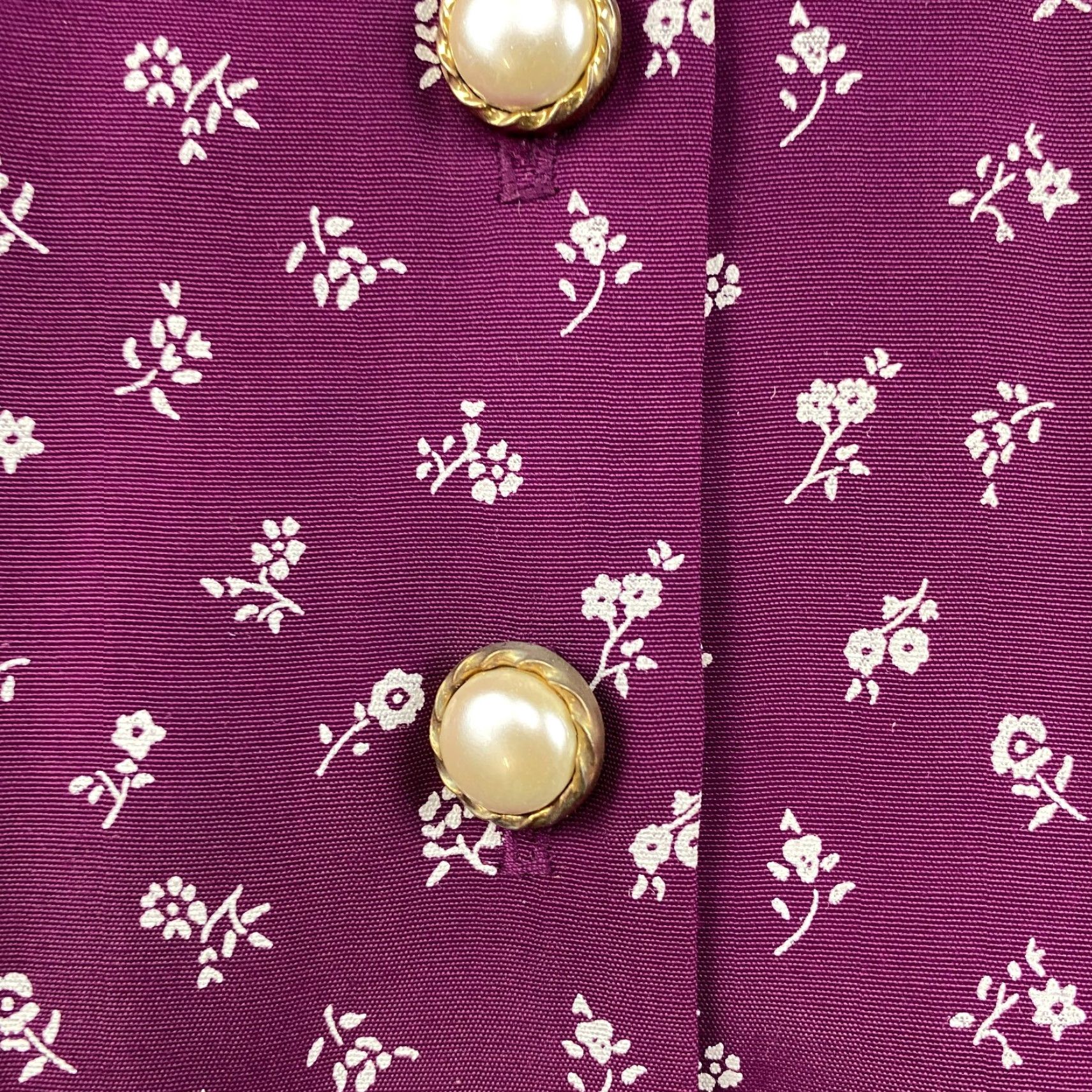 Vintage VINTAGE S.L. Fashions Dress Womens 8 A-Line Floral Button Up Collared Knee Length Plum Size M / US 6-8 / IT 42-44 - 4 Thumbnail