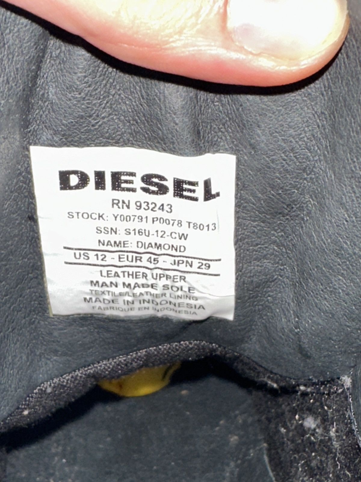 Diesel Diesel Diamond Black Leather High Tops Size US 12 / EU 45 - 5 Thumbnail