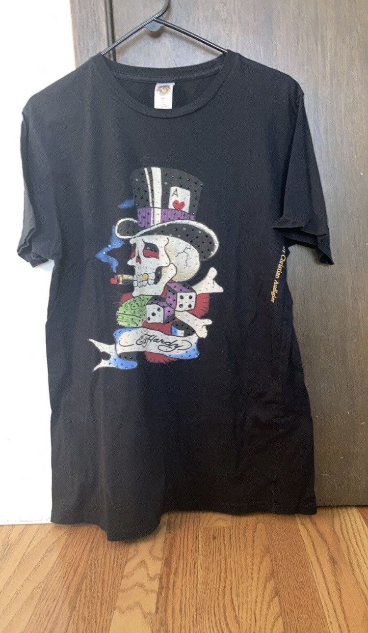 Ed Hardy Christian Audigier Ed Hardy Rhinestone Skull Graphic Tee Size US L / EU 52-54 / 3 - 1 Thumbnail