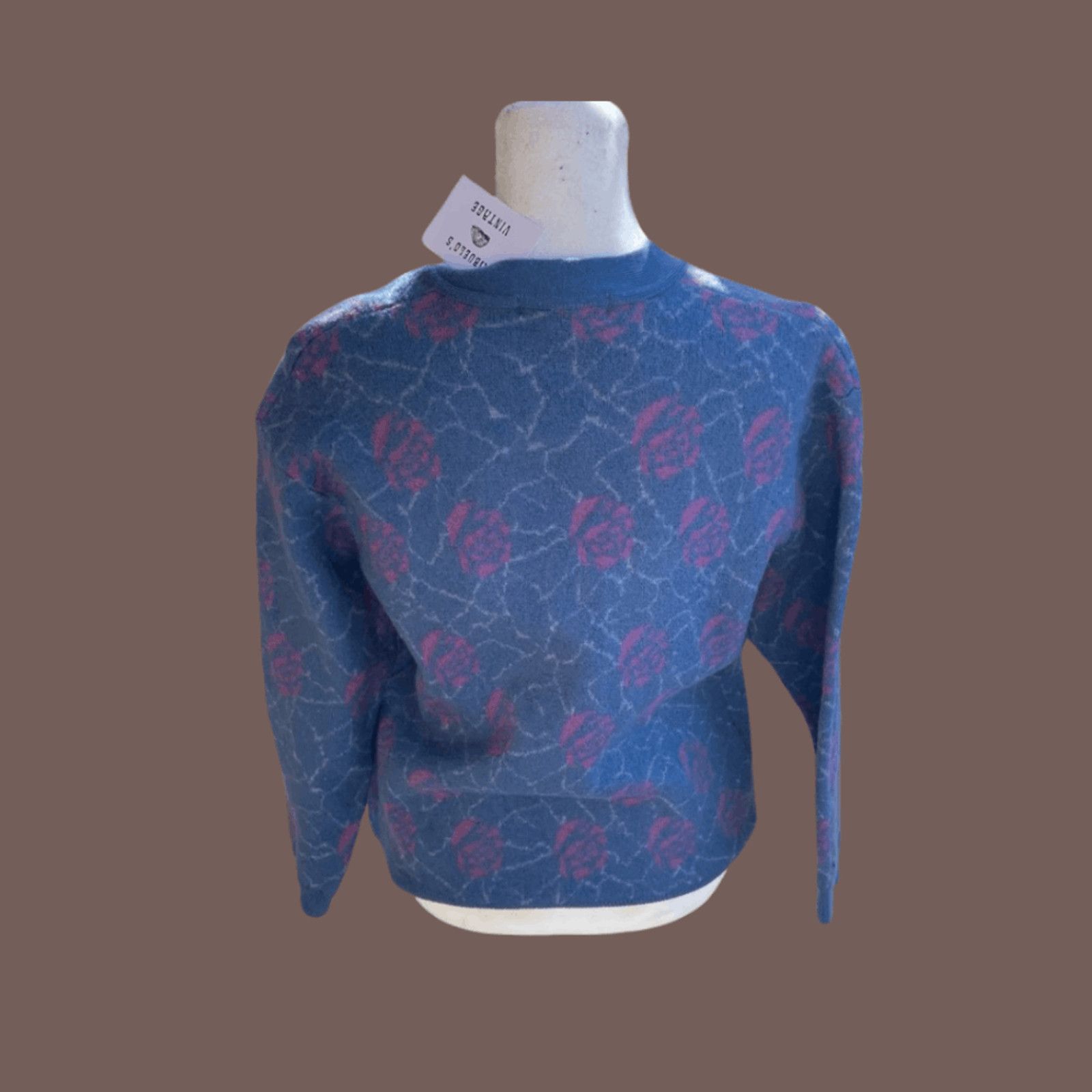 Vintage VTG Floral Cardigan | Camela Blue Wool Knit |70s Cottagecore Size XS / US 0-2 / IT 36-38 - 3 Thumbnail