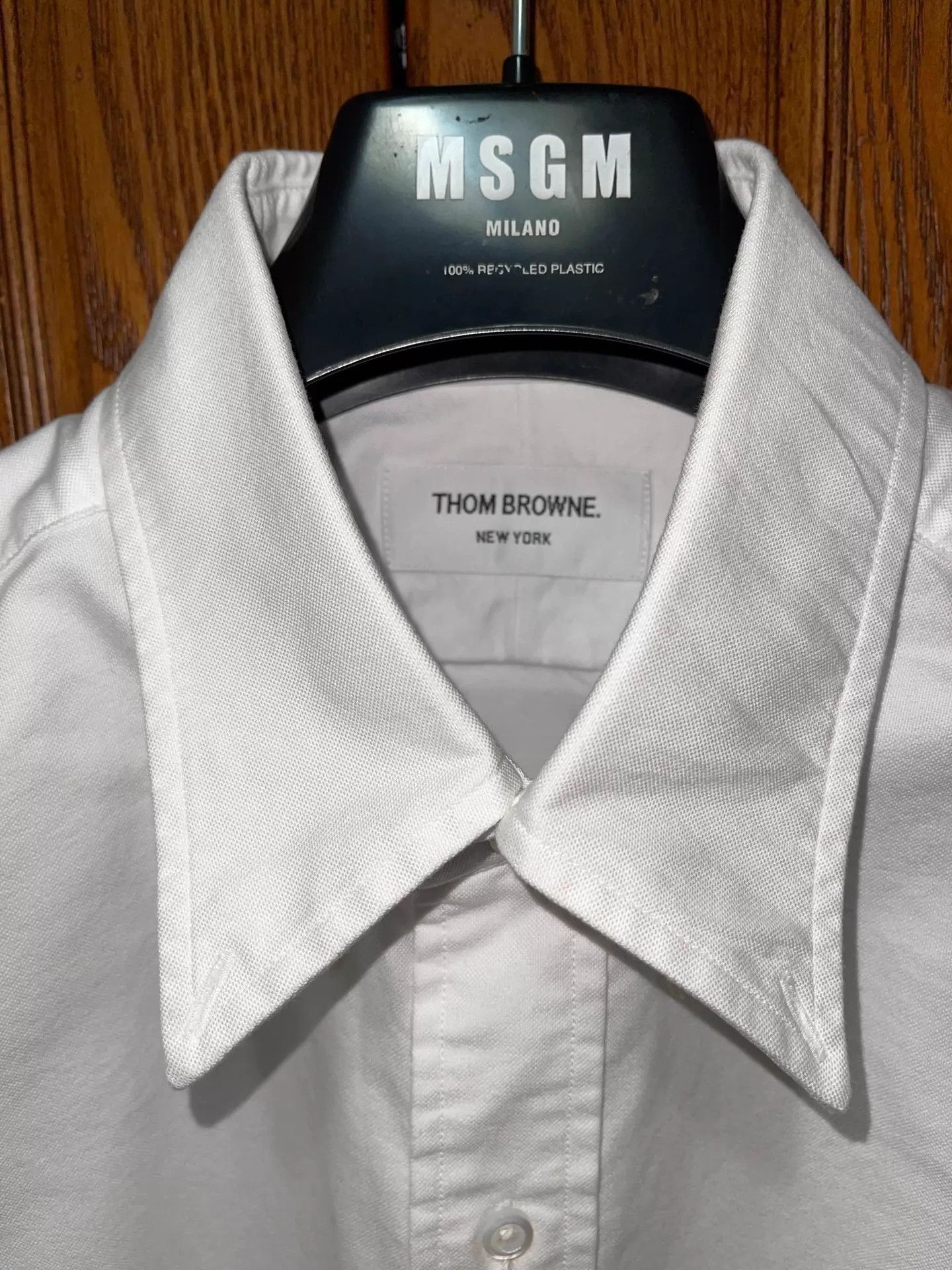 Thom Browne White Long Sleeve Button-Up Shirt with Striped Sleeves Size US XL / EU 56 / 4 - 5 Thumbnail