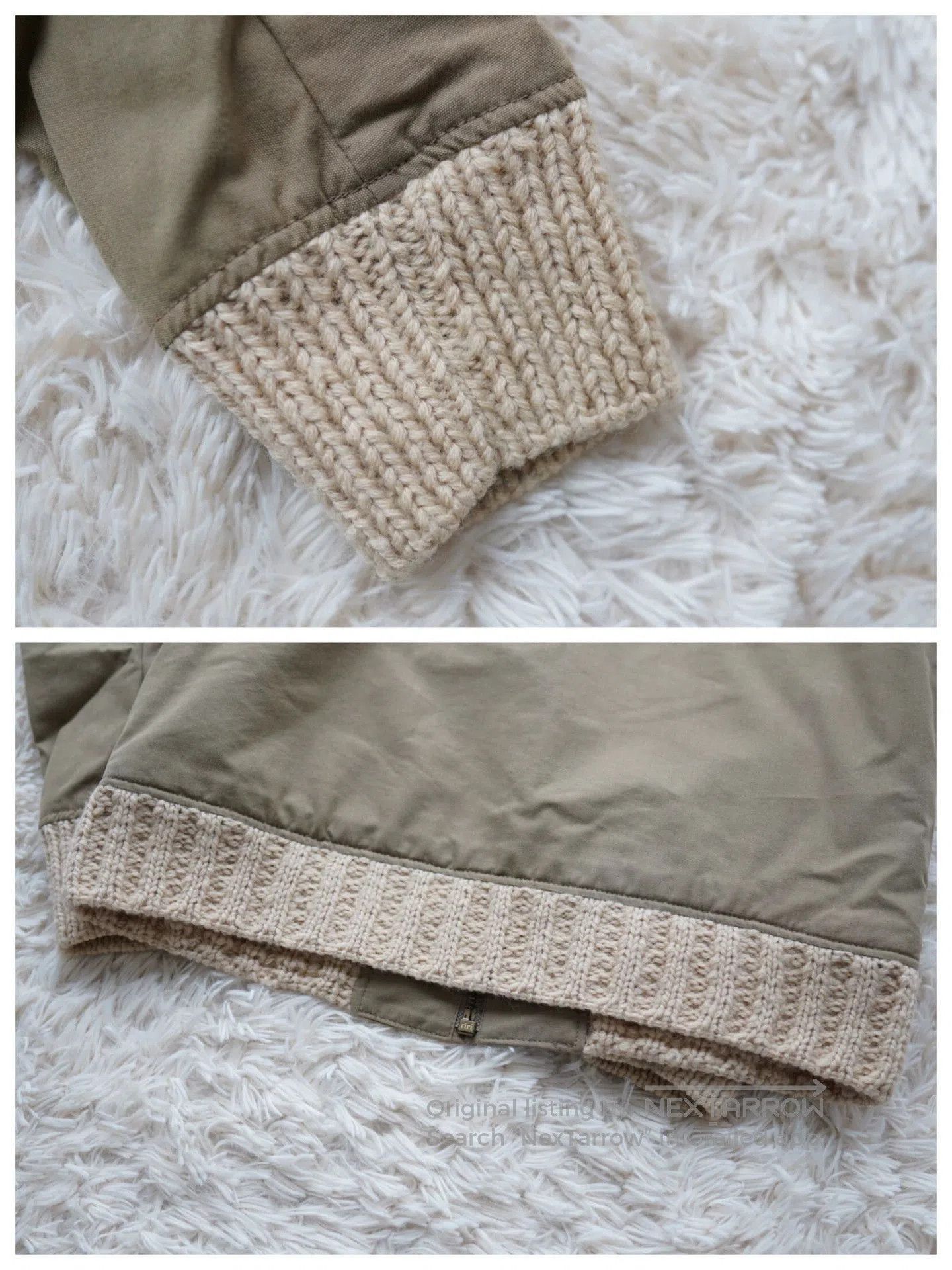 Visvim Beige Bomber Jacket with Knit Collar and Cuffs. Size US M / EU 48-50 / 2 - 6 Thumbnail