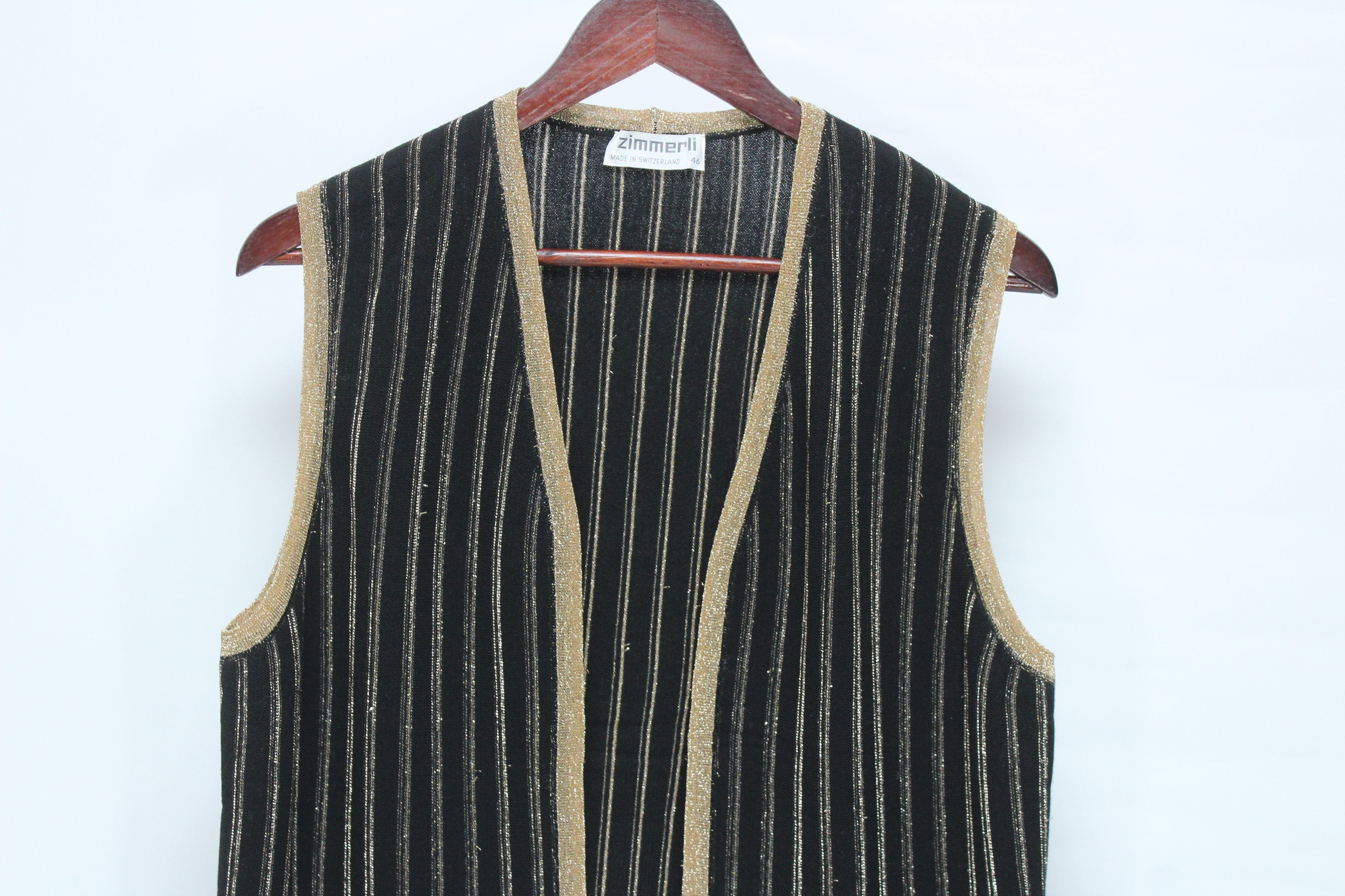 Zimmerli Zimmerli of Switzerland Silk Blend Striped Knit Vest Size L / US 10 / IT 46 - 4 Thumbnail