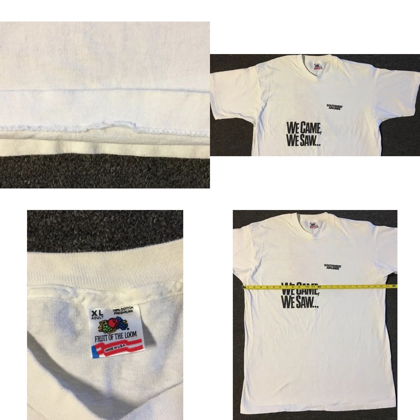 Vintage VINTAGE Southwest Airlines We Kicked Tail Shirt XL White Single Stitch T-Shirt Men 80s 90s Grunge Planes Humor Promo A5 Size US XL / EU 56 / 4 - 8 Thumbnail