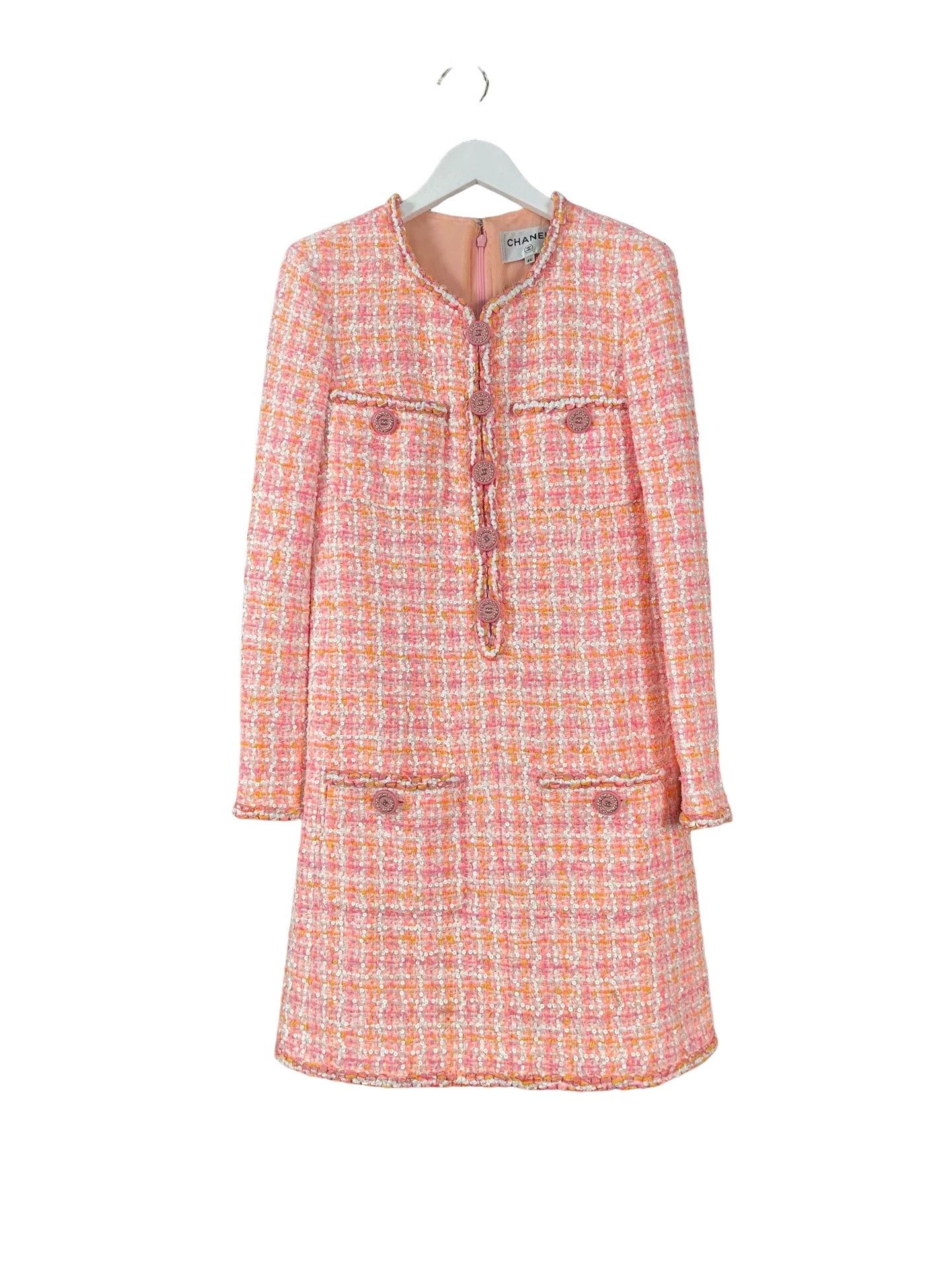 Chanel Chanel Pink Tweed Mini Dress Size 34 Size XS / US 0-2 / IT 36-38 - 1 Thumbnail