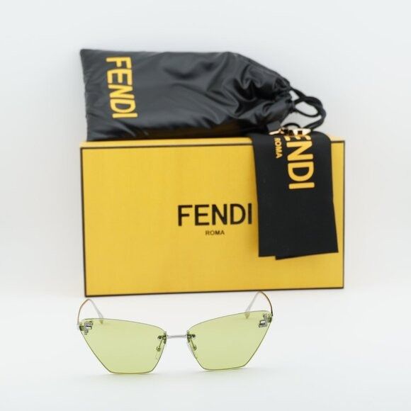 Fendi Fendi FE4160US 16N Sunglasses Silver Cat Eye Frame, Green Size ONE SIZE - 11 Thumbnail