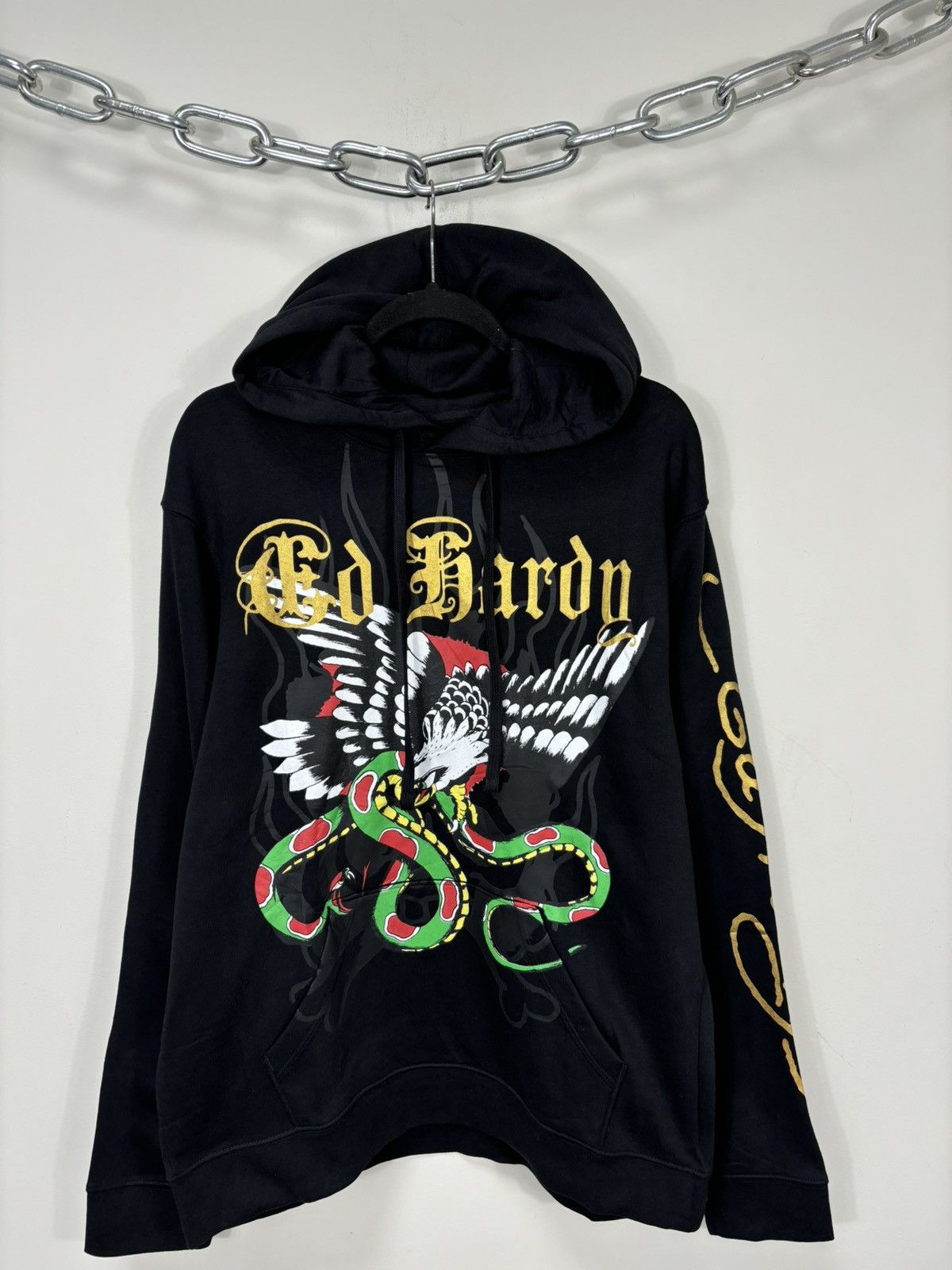Christian Audigier Ed Hardy NEW Snake Eagle Big Logo Rare Black Hype Hoodie Size US L / EU 52-54 / 3 - 2 Thumbnail