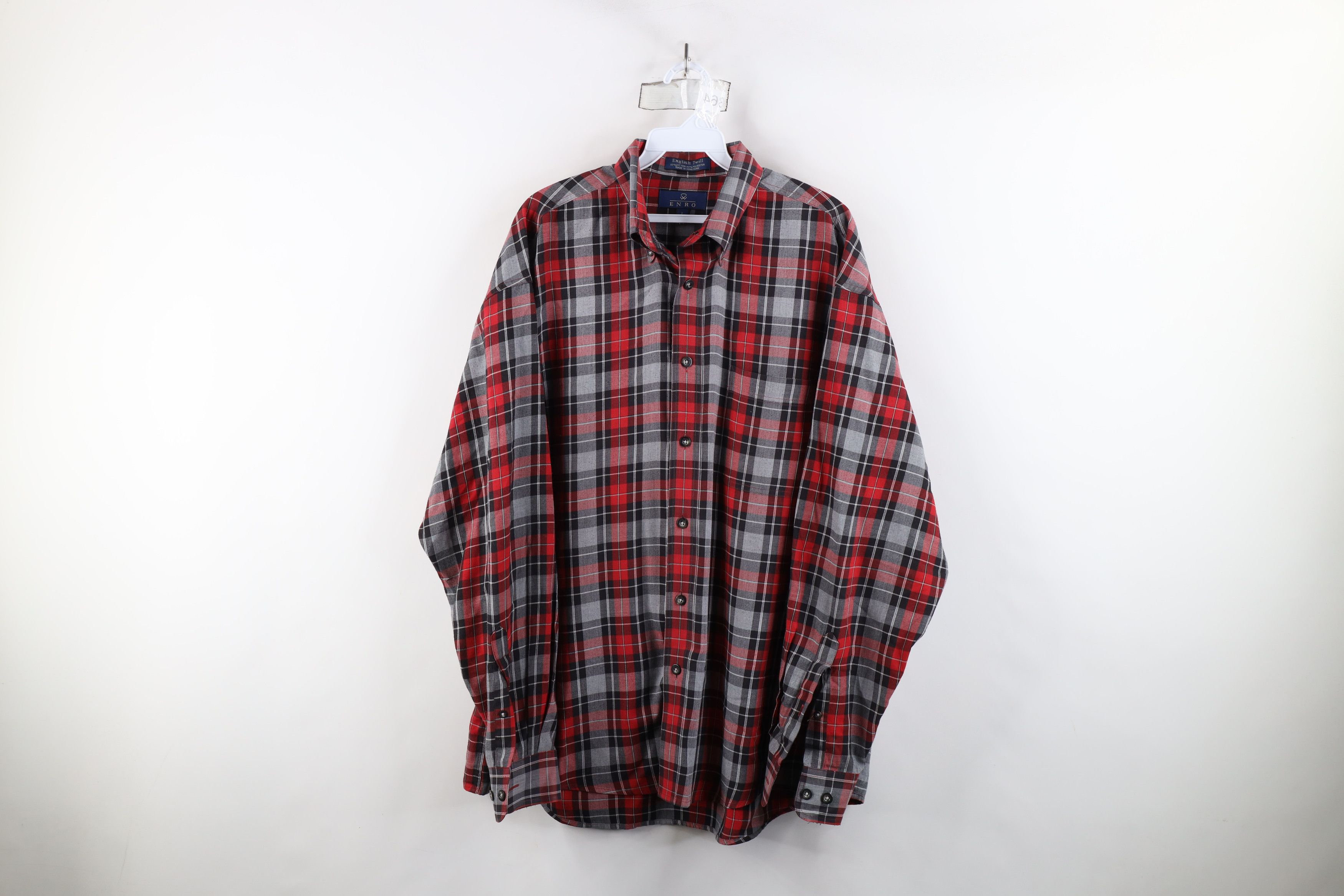 Vintage Vintage 90s Streetwear Twill Collared Button Down Shirt Red Size US L / EU 52-54 / 3 - 1 Thumbnail