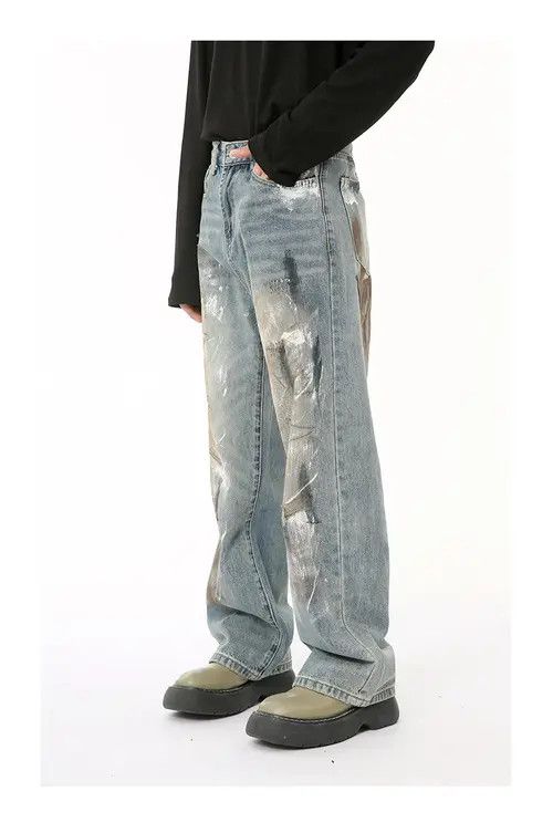 Jean Washed and distressed style dirty graffiti jeans Size US 32 / EU 48 - 5 Thumbnail