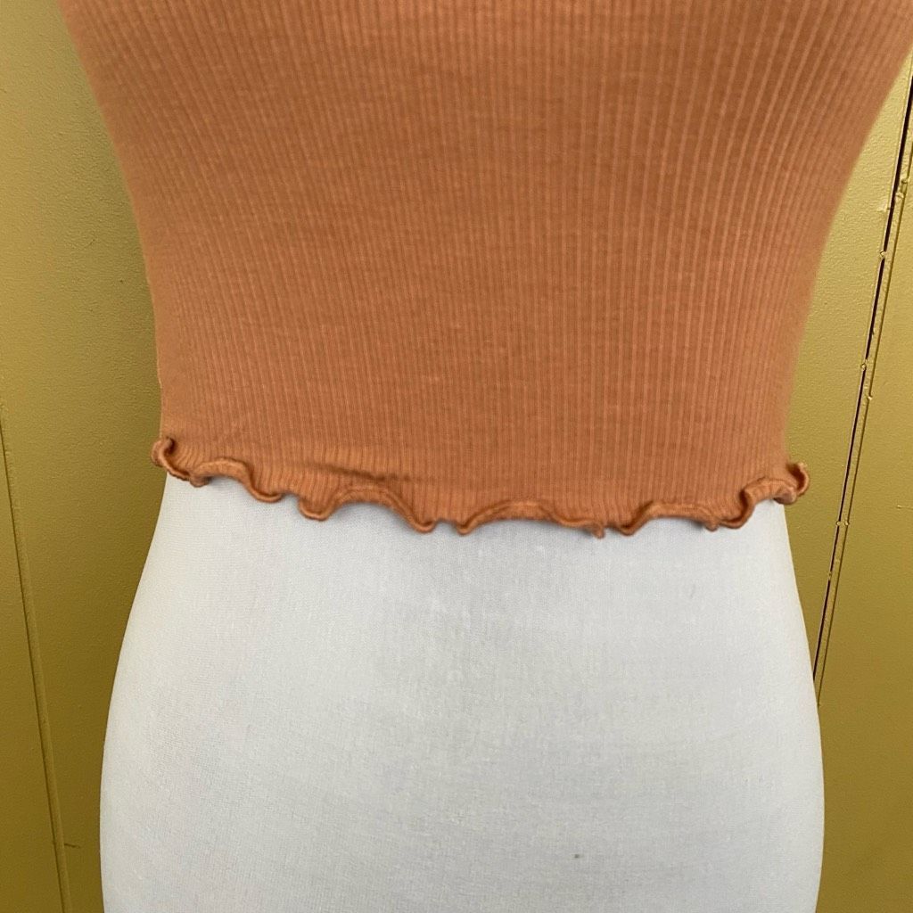 American Eagle Outfitters American Eagle women XS ribbed soft & sexy crop tank top tan Size XS / US 0-2 / IT 36-38 - 2 Thumbnail