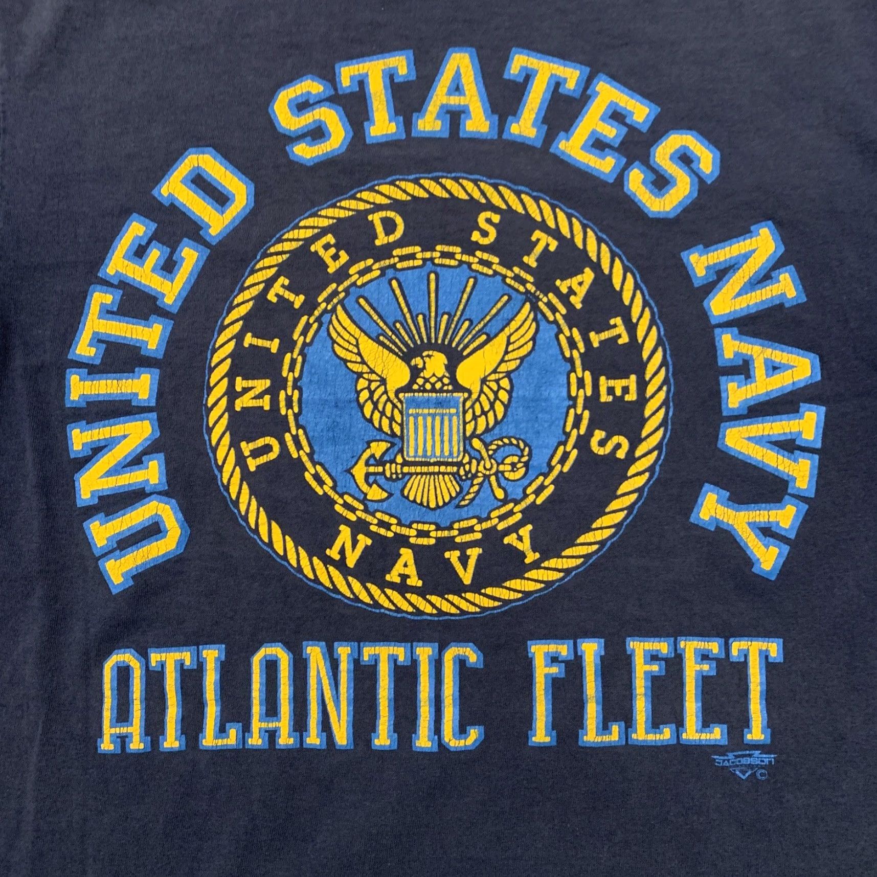 Vintage VINTAGE United States Navy Atlantic Fleet T Shirt Men M Blue Single Stitch - USN Navy Shirt 90s/Atlantic Fleet Mens Medium Size US M / EU 48-50 / 2 - 2 Thumbnail