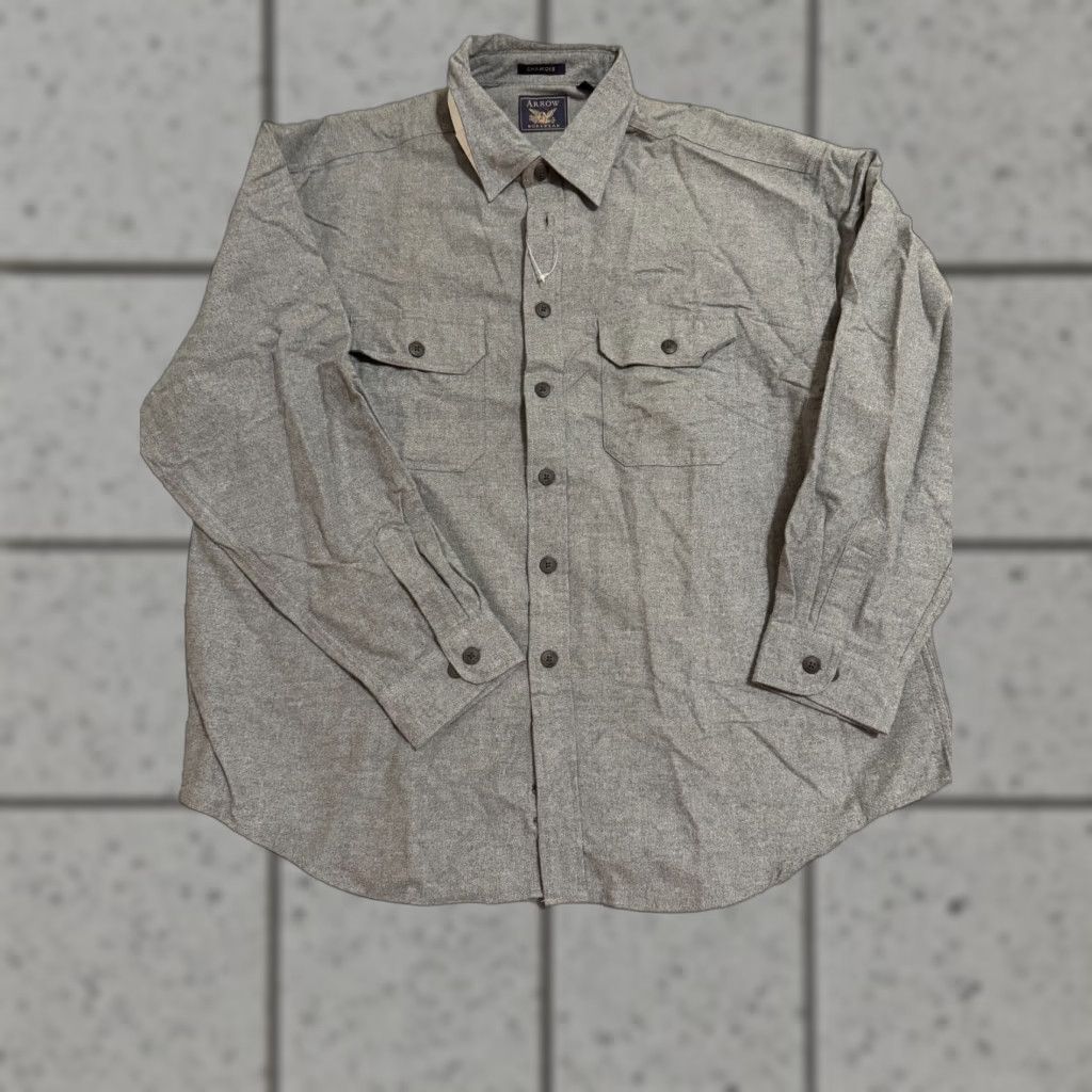Arrow VINTAGE Arrow Shirt Gray Flannel Long Sleeve Button Up Work Casual 90s Outdoor Mens XL Size US XL / EU 56 / 4 - 1 Thumbnail