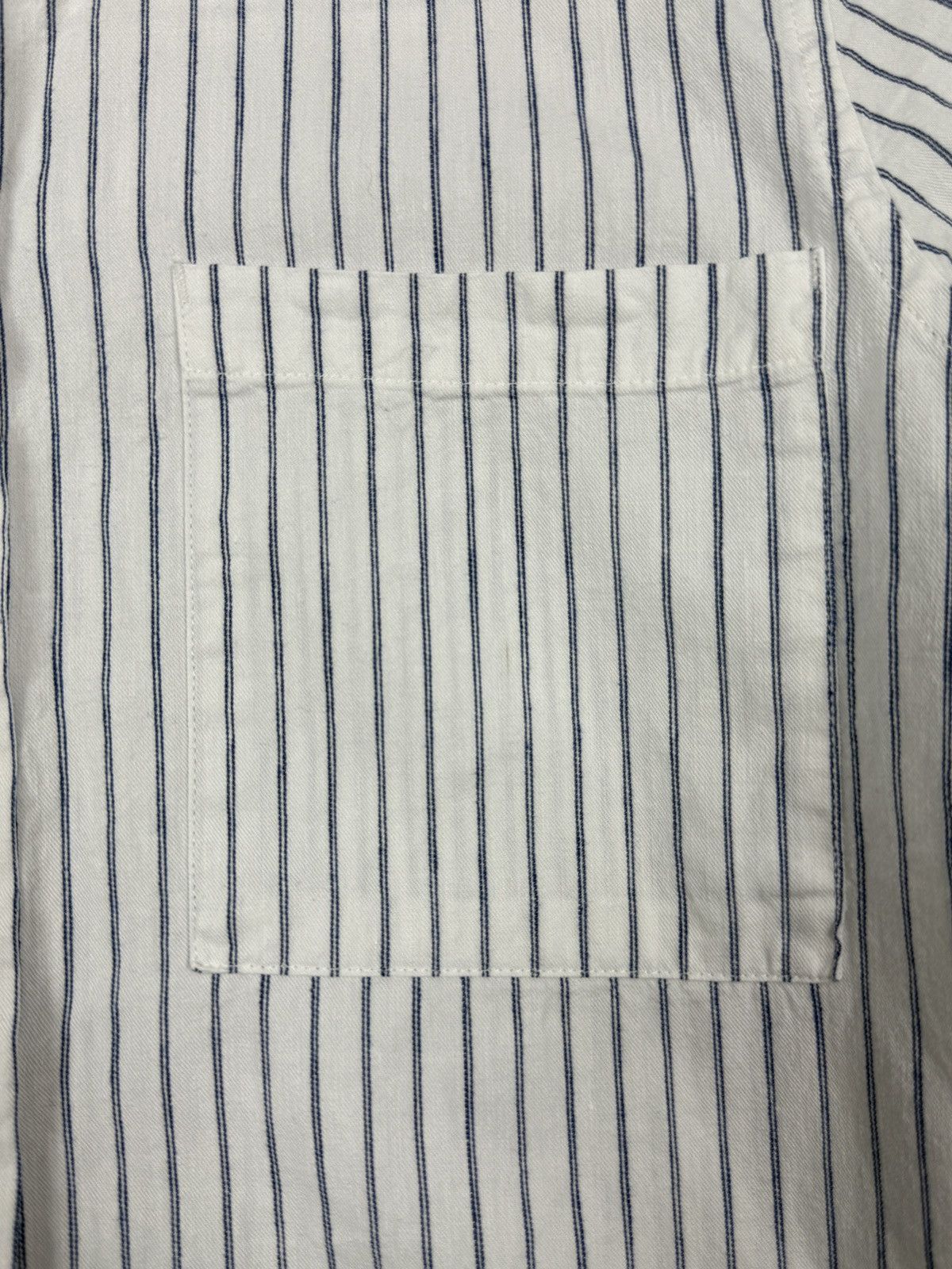 Folk Folk Hickory Stripe Colarless Button Up Shirt Blouse 3 Size M / US 6-8 / IT 42-44 - 4 Thumbnail