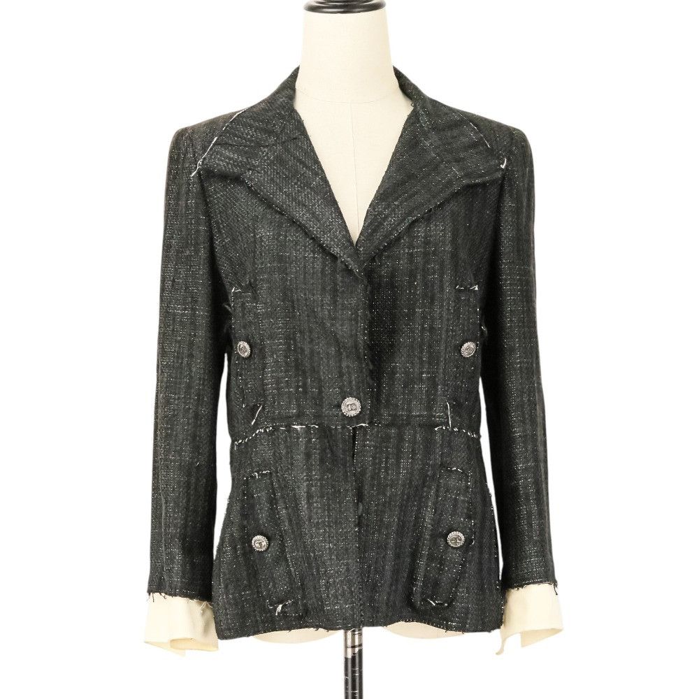 Chanel Chanel Chanel Silk Tweed Jacket Textile Outerwear P31130 DUTY FREE for USA Size ONE SIZE - 1 Thumbnail