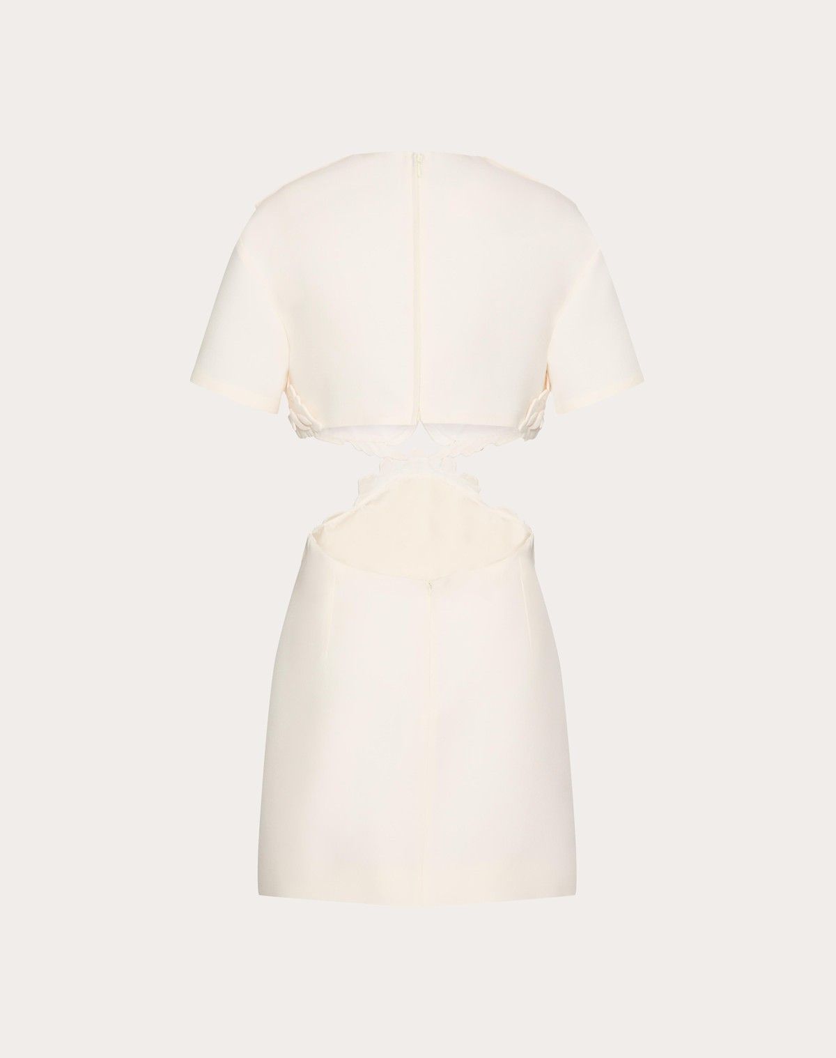 Valentino o1s1wg110525 Embroidered Crepe Coutoure Short Dress in White Size XS / US 0-2 / IT 36-38 - 2 Thumbnail