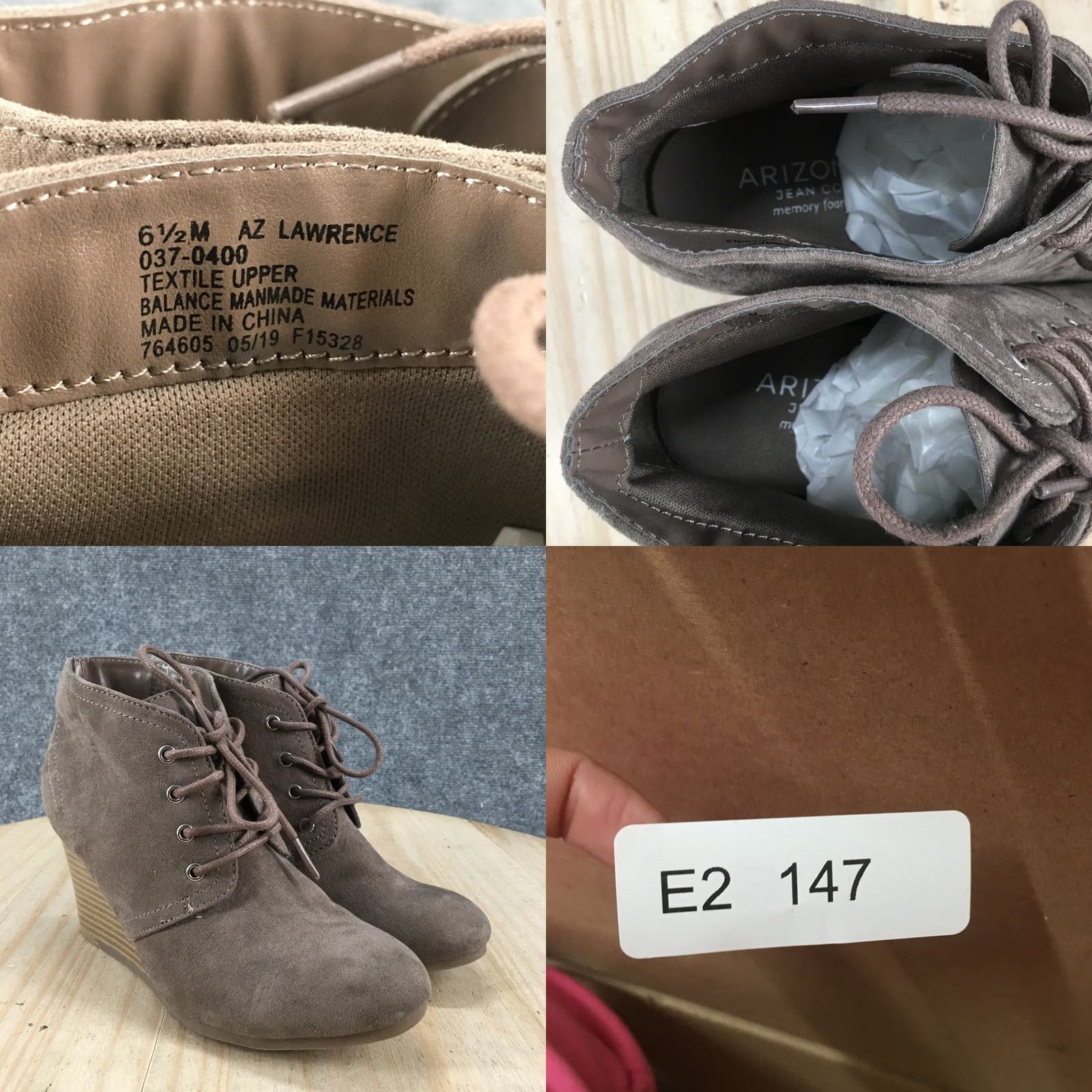 Vintage Arizona Boots Womens 6.5 M Larence Chukka Brown Faux Suede Wedge Lace Up Shoes Size US 7 / IT 37 - 10 Thumbnail