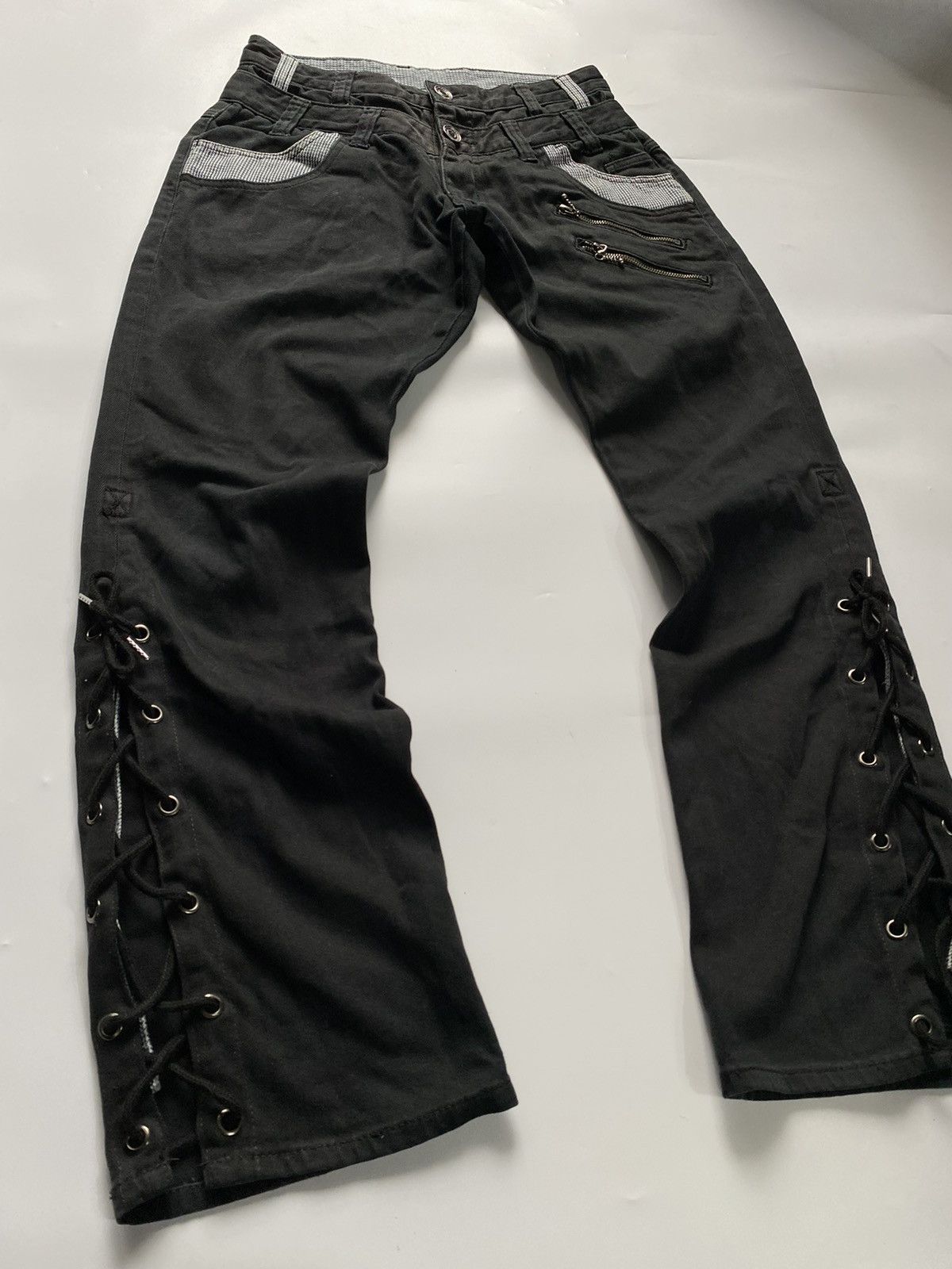 Japanese Brand Flared laces up double wash no tag jeans pant ifsixwasnine Size US 30 / EU 46 - 2 Thumbnail