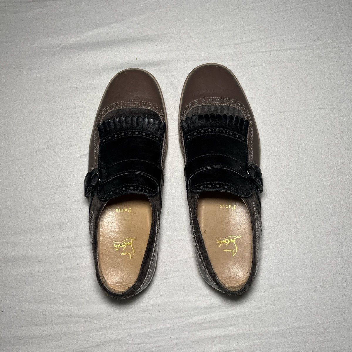 Christian Louboutin Christian Louboutin Kiltie Moc Sneakers Black Taupe Leather Size US 10 / EU 43 - 4 Thumbnail