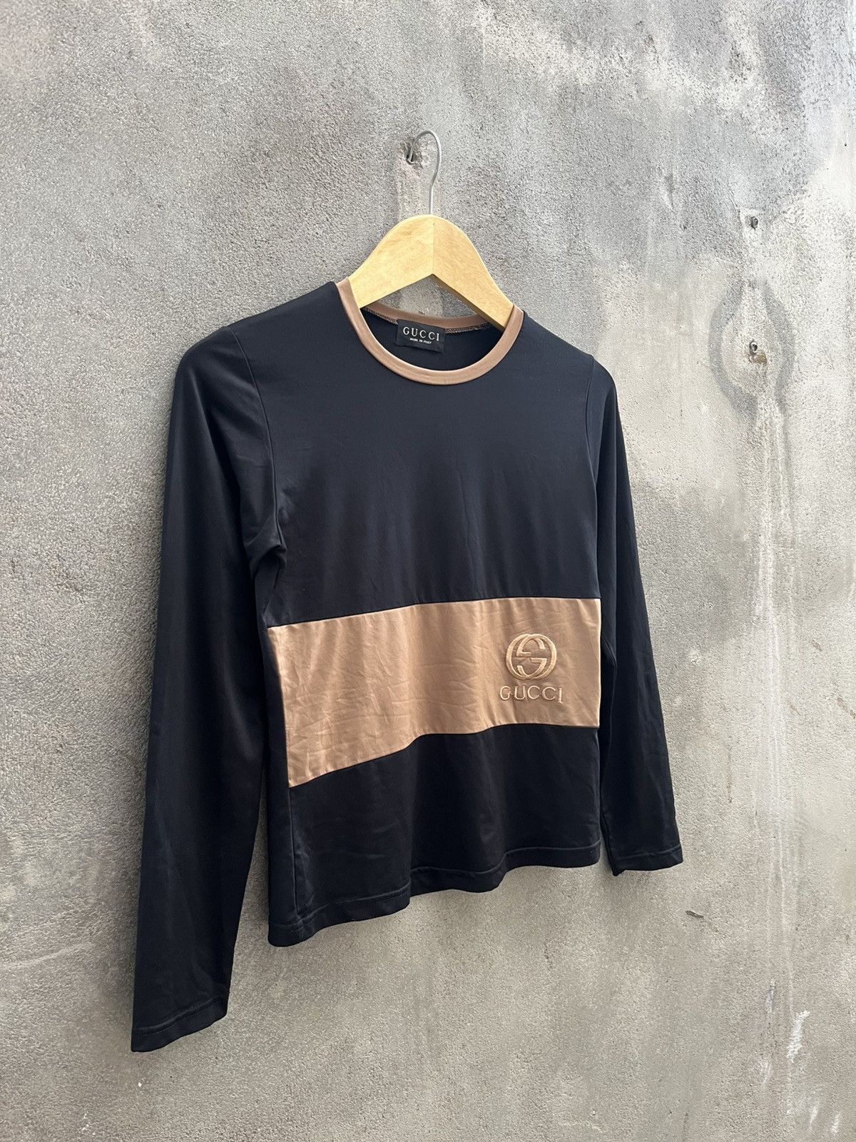 Gucci Gucci Black/Brown Long Sleeve Logo Tee Size US XXS / EU 40 - 5 Thumbnail