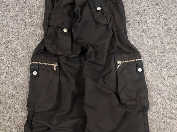 Japanese Brand Rare Vintage Y2K Japanese Black cotton Cargo Baggy Pants Size US 32 / EU 48 - 10 Thumbnail
