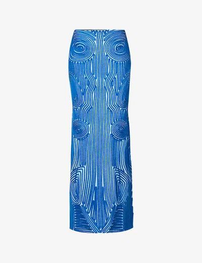 Off-White o1y1225 Maxi Skirt in Blue Size 28" / US 6 / IT 42 - 1 Thumbnail