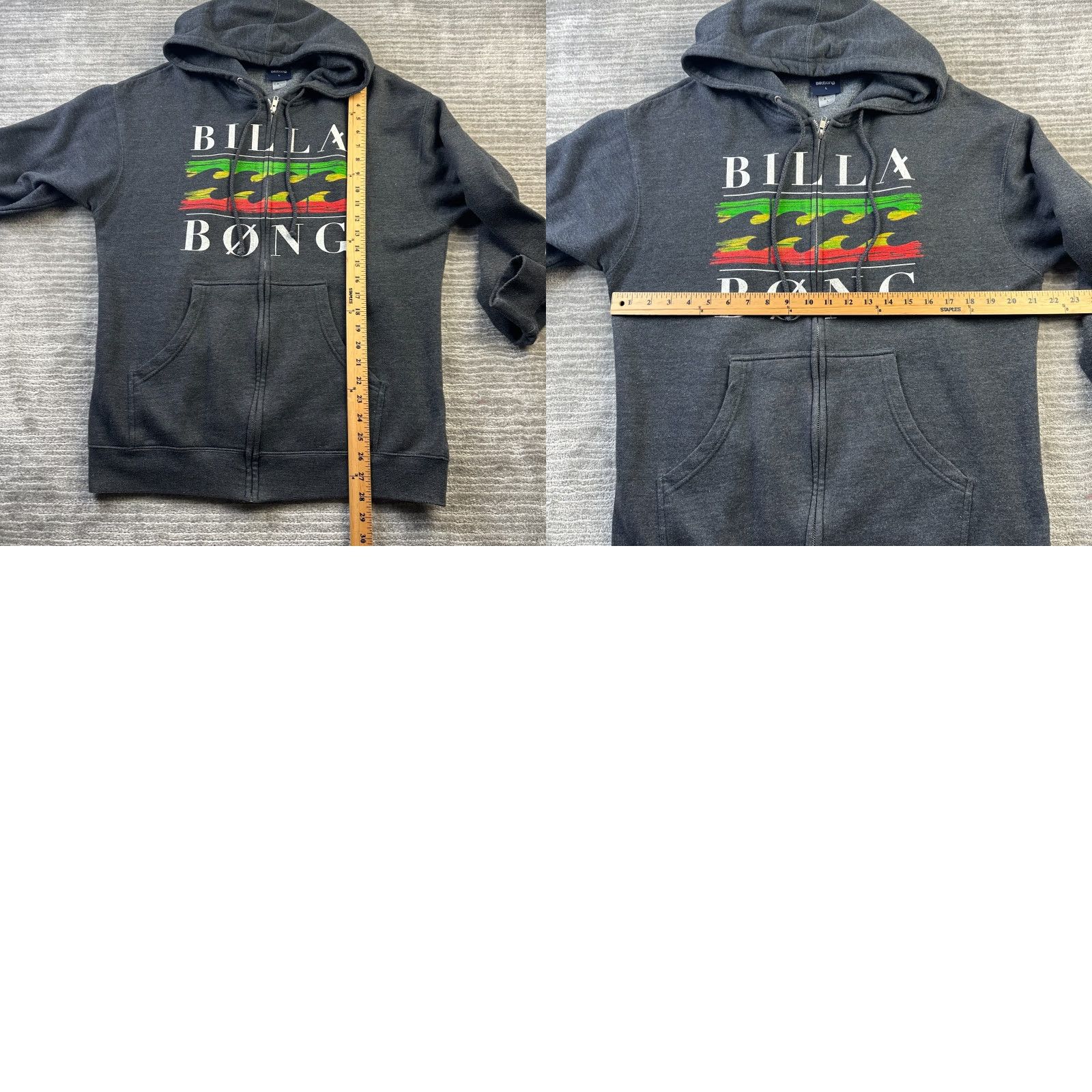 Billabong VINTAGE not applicable; Billabong Hoodie Mens Large Gray Full Zip Sweatshirt Surfwear Skate Size US L / EU 52-54 / 3 - 8 Thumbnail
