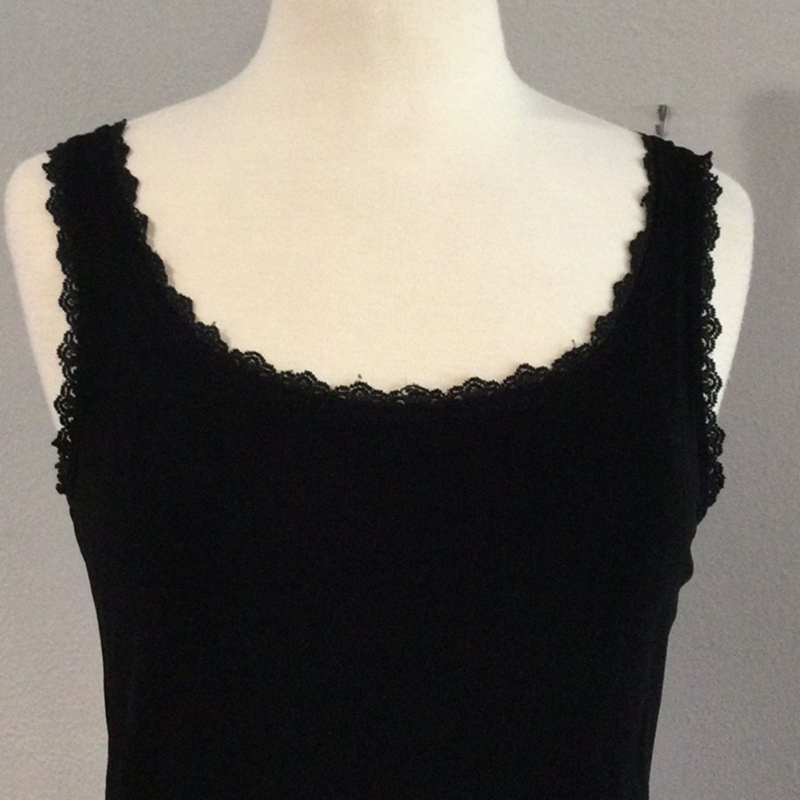 Chicos Chico's Travelers Black Lace Adjustable Strap Tank 2/L/12 Size L / US 10 / IT 46 - 2 Thumbnail