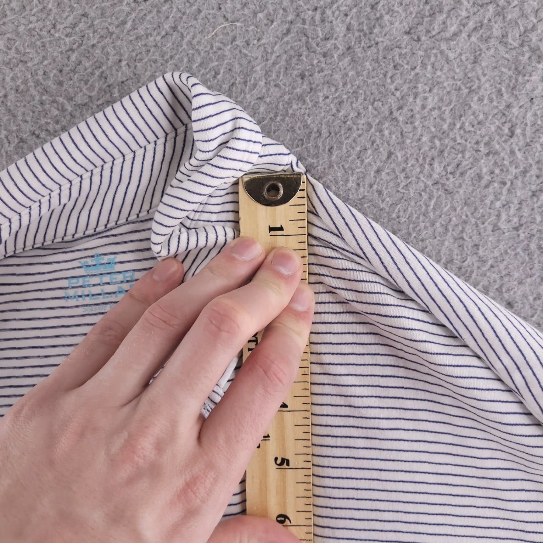 Peter Millar Peter Millar Shirt Mens Large White Golf Polo Striped Seaside Wash Size US L / EU 52-54 / 3 - 7 Thumbnail